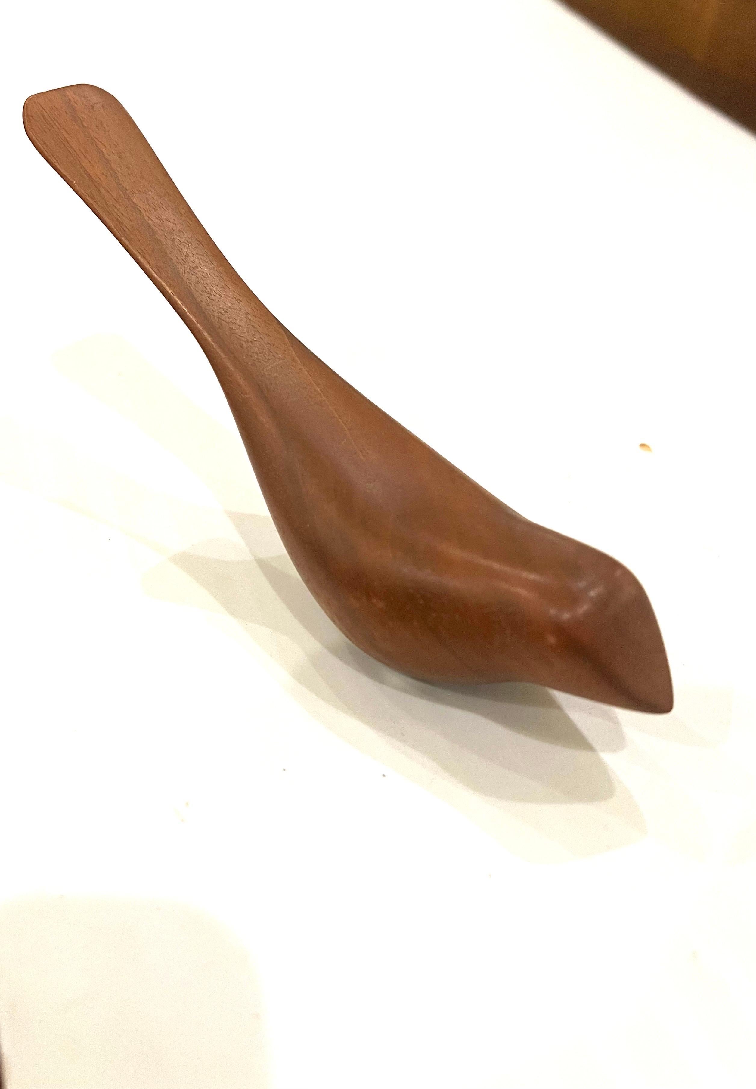 Danish Modern Solid Walnut Petite Bird Sculpture In Excellent Condition In San Diego, CA