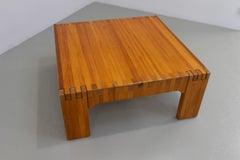 Danish Modern Square Brutalist Coffee Table in Oregon Pine, 1970s.