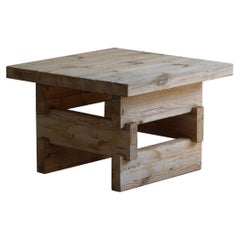 Danish Modern Square Brutalist Coffee Table in Solid Pomeranian Pine, 1960s