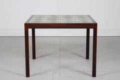 Danish Modern Square Coffee Table Dark Wood with Royal Copenhagen Tiles, 1960s