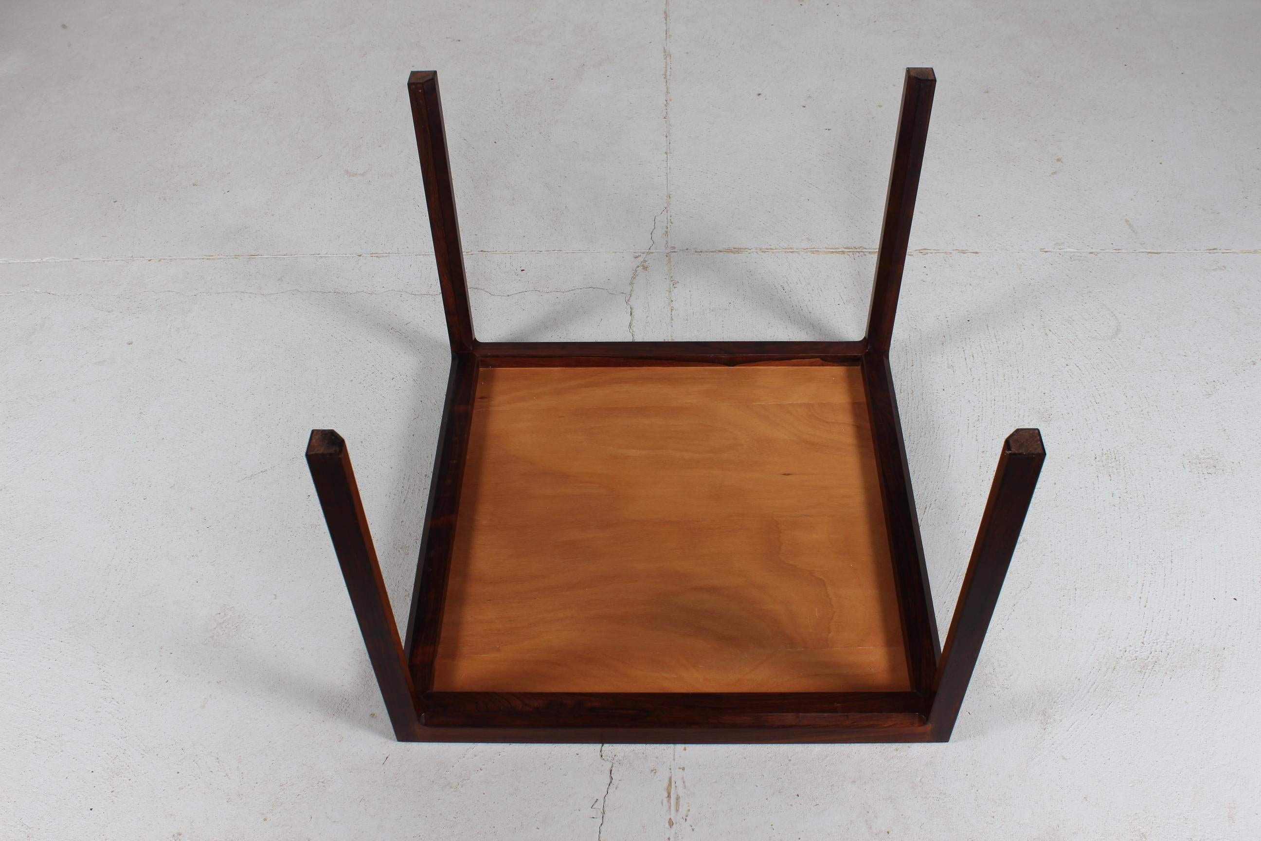 Mid-20th Century Danish Modern Square Coffee Table Dark Wood with Royal Copenhagen Tiles, 1960s For Sale