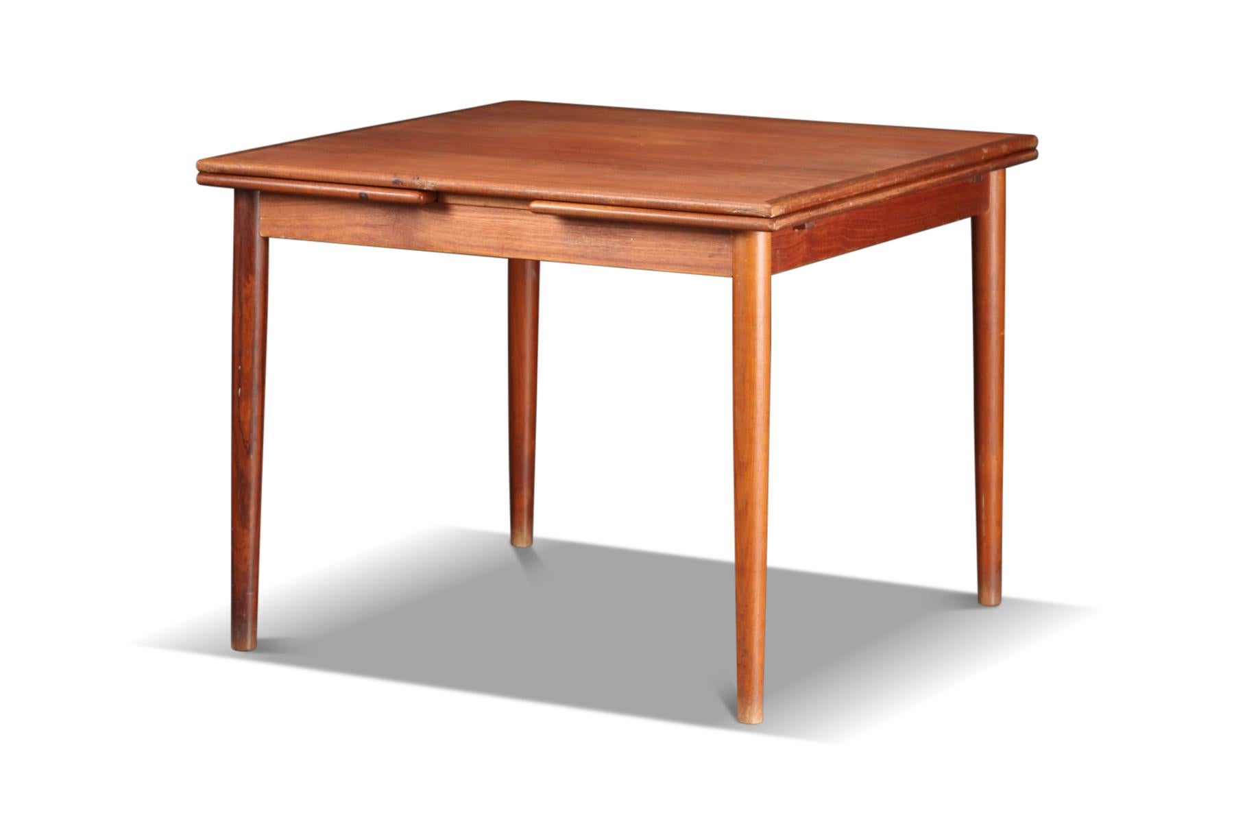 Mid-Century Modern Danish Modern Square Draw Leaf Dining Table in Teak For Sale