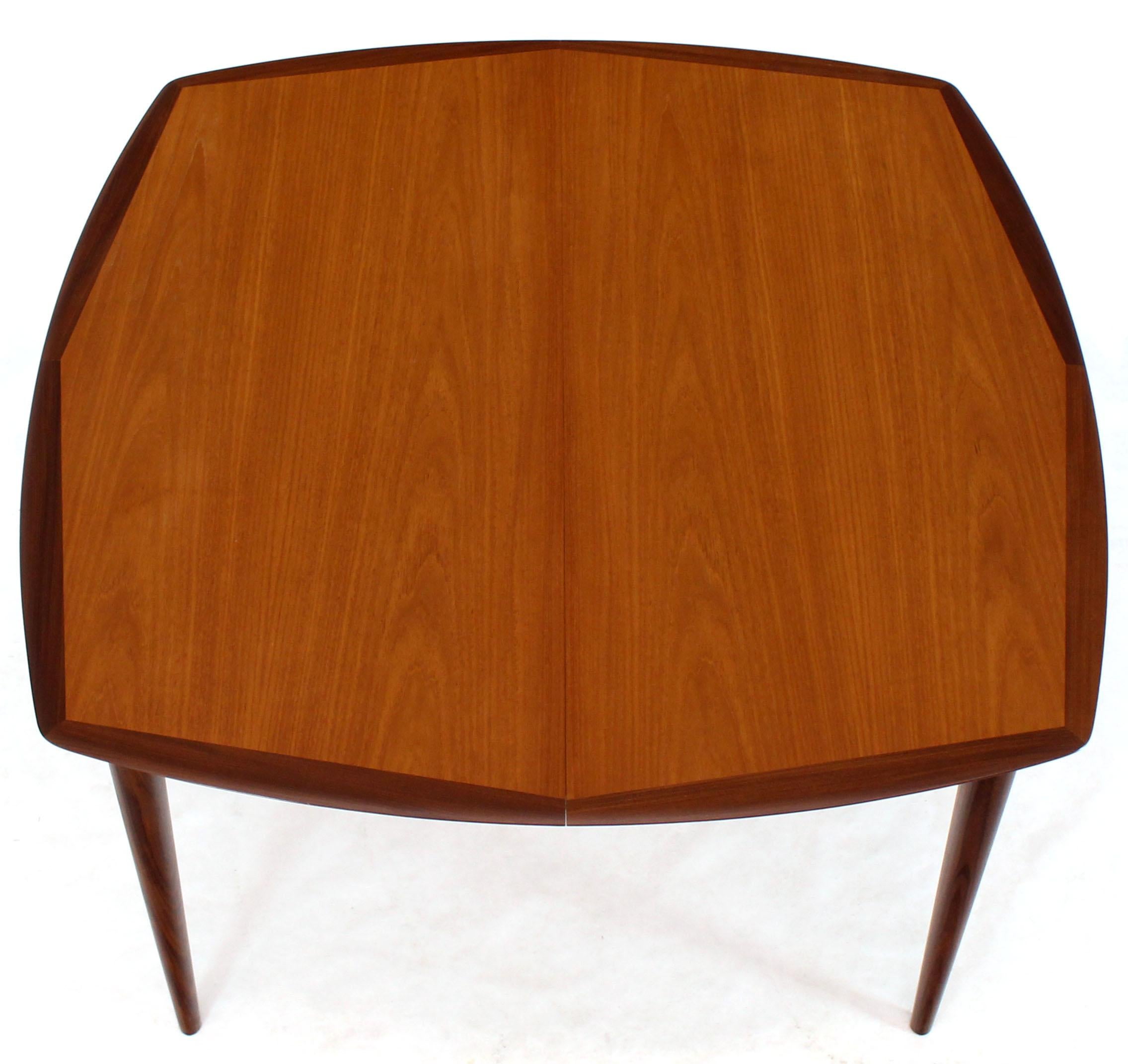 Danish Mid-Century Modern 47 x 47 square dining table with 3 x 16