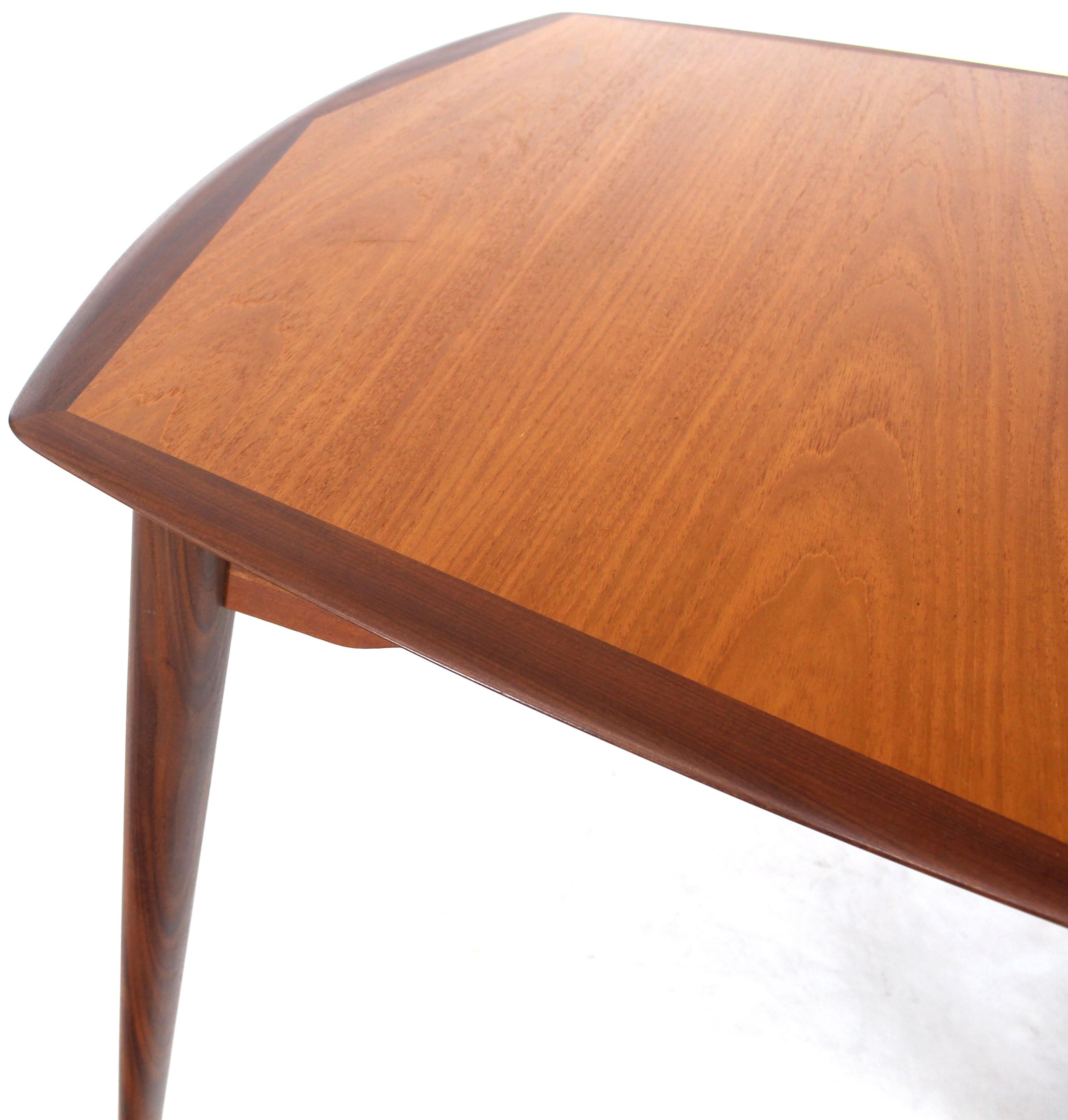 Mid-Century Modern Danish Modern Square Two-Tone Teak Dining Table with 3 Leaves