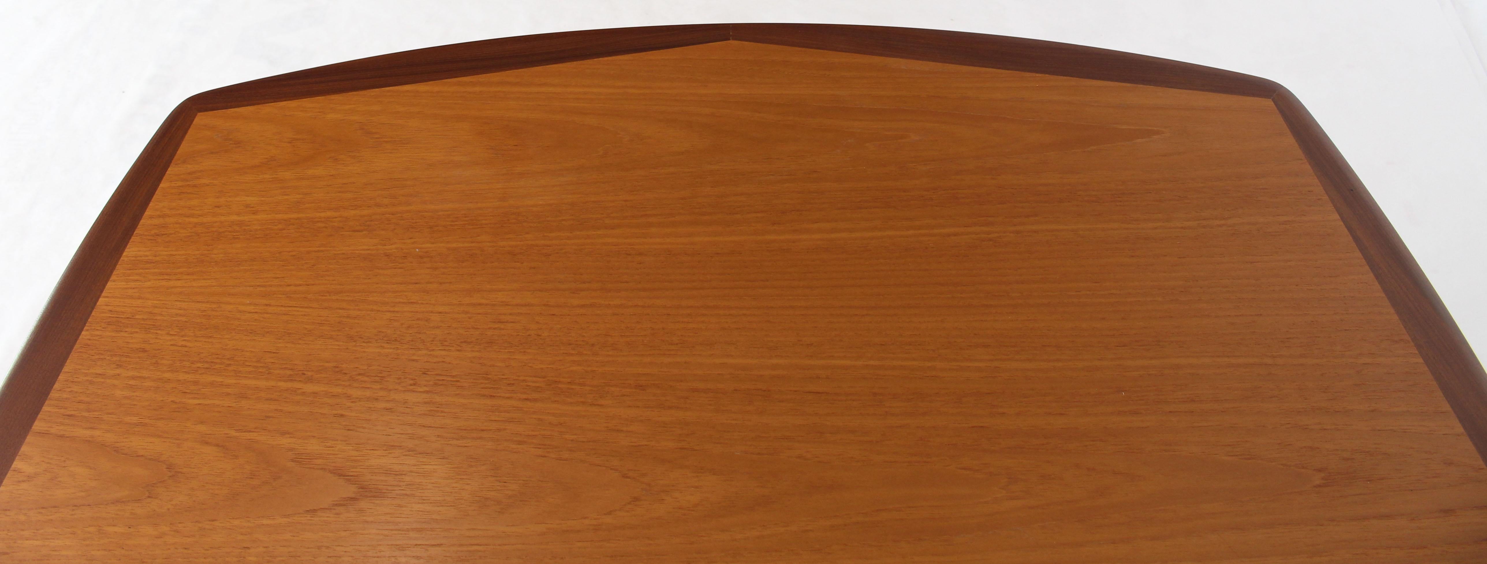 Lacquered Danish Modern Square Two-Tone Teak Dining Table with 3 Leaves