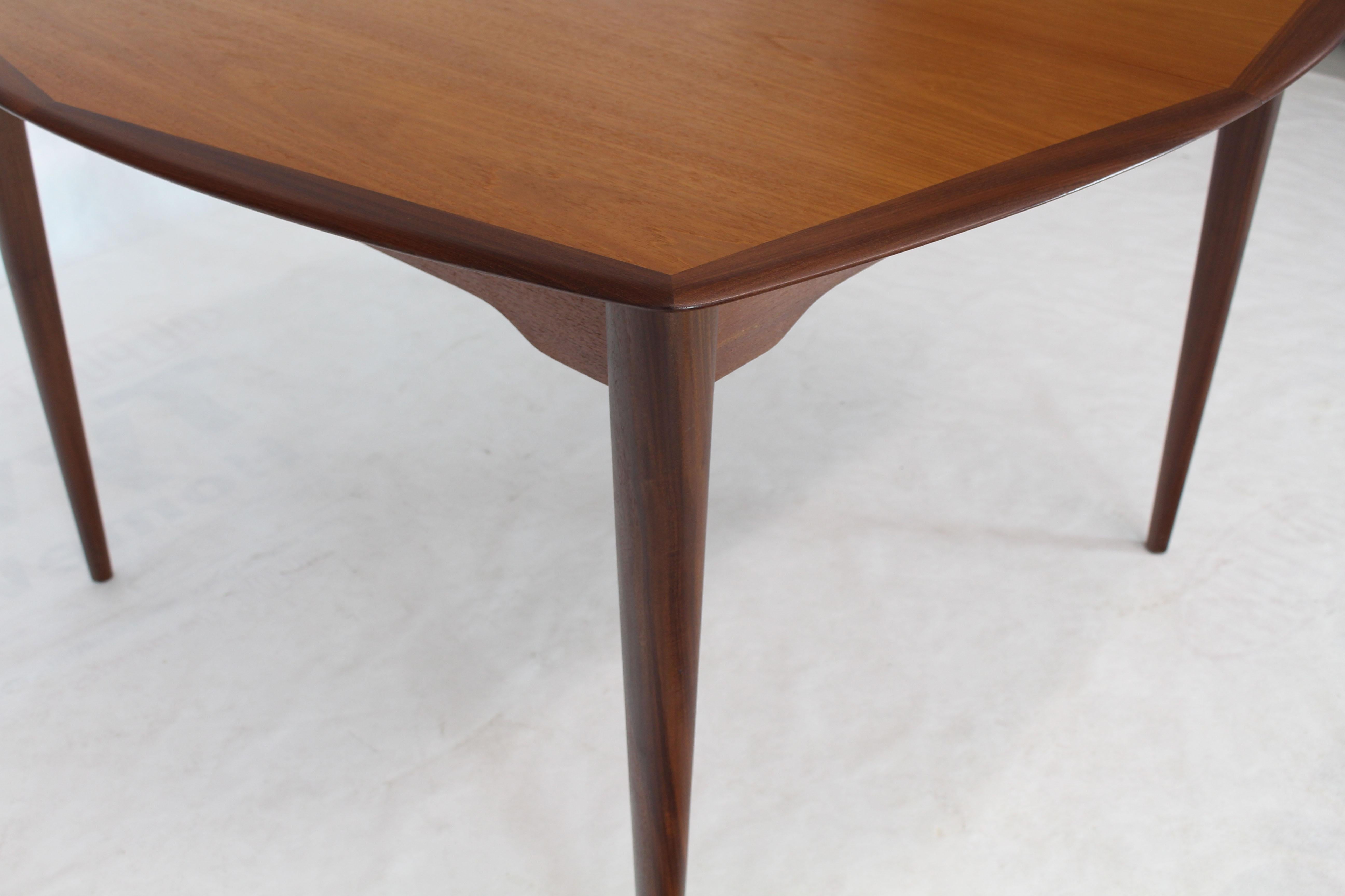 20th Century Danish Modern Square Two-Tone Teak Dining Table with 3 Leaves