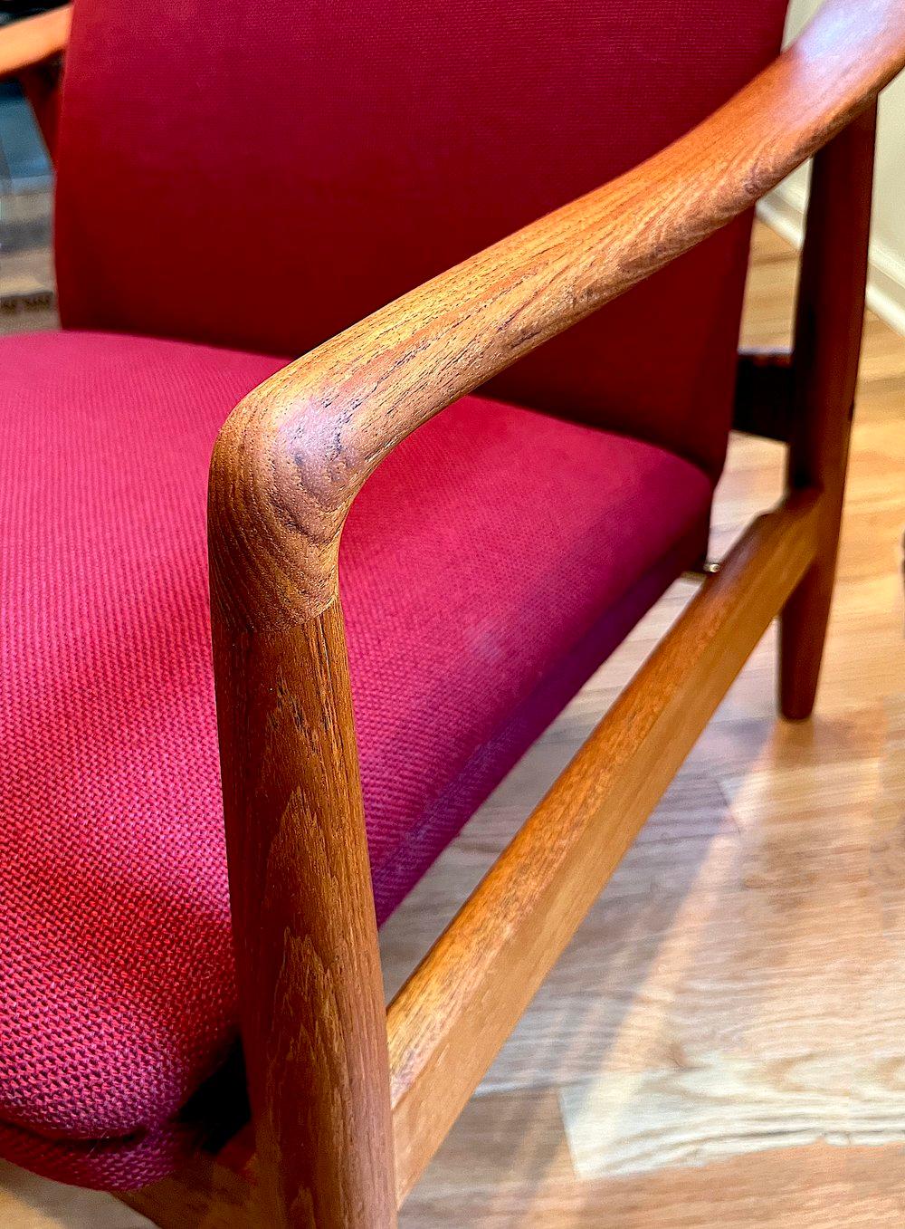 Joinery Danish Modern Søren Ladefoged Reclining Teak Lounge Chair and Ottoman