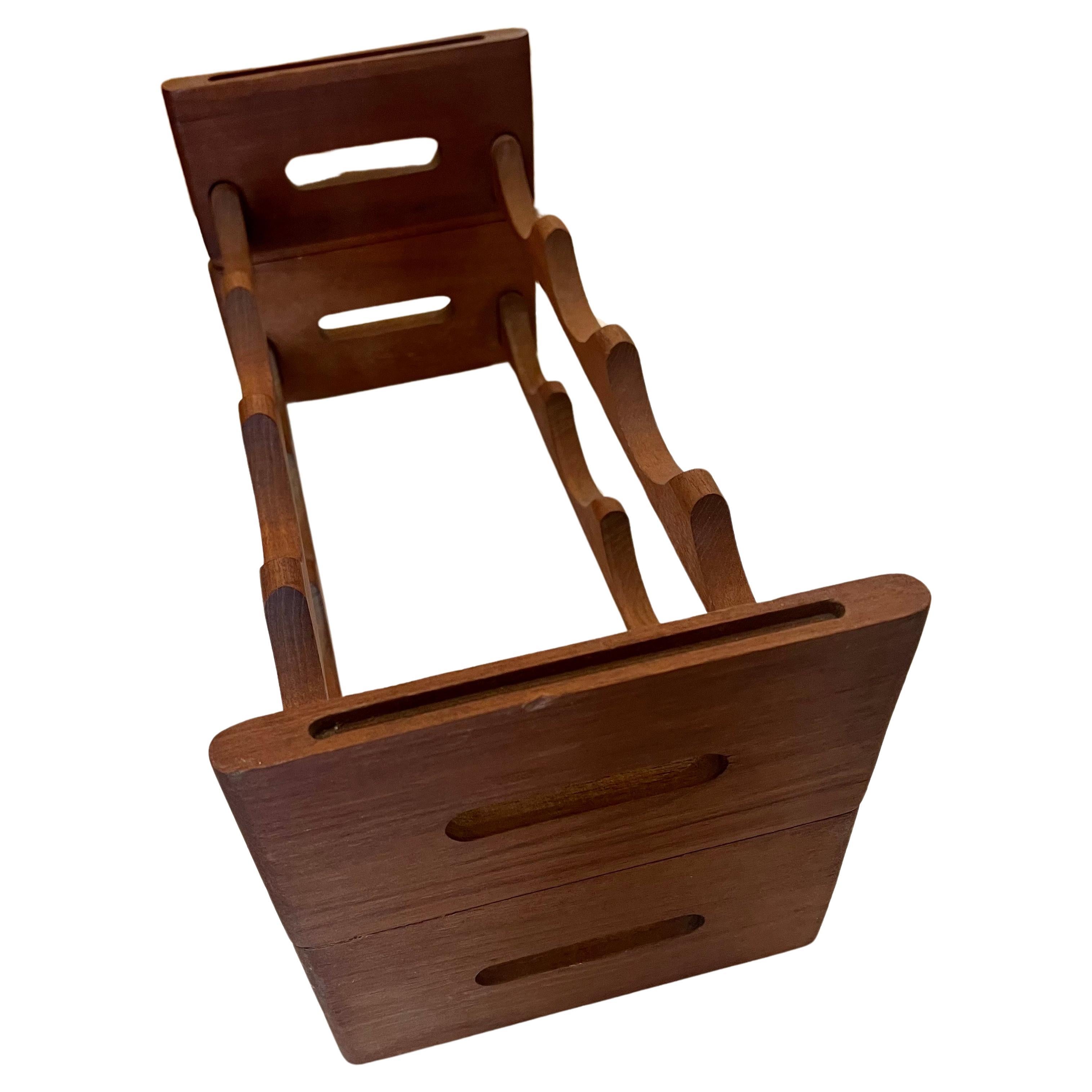 Scandinavian Modern Danish Modern Stackable Solid Teak Double Decker Wine Rack 8 Bottles