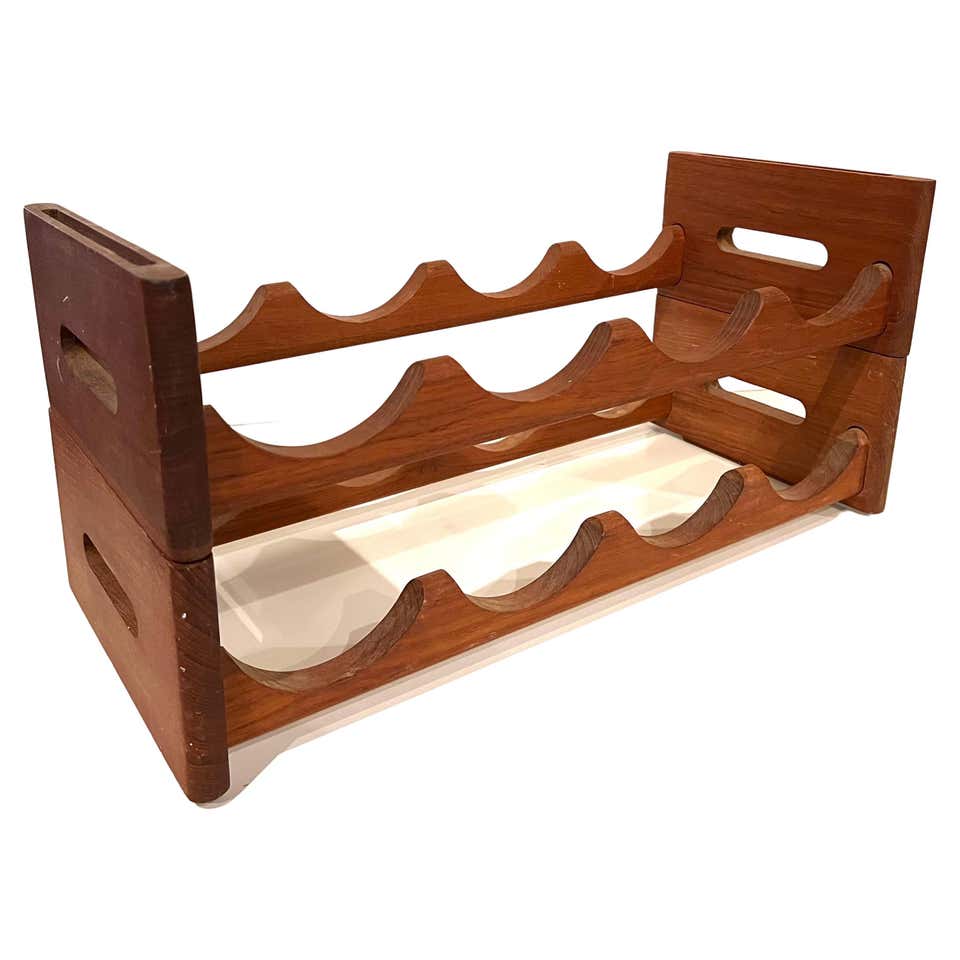 Midcentury Stackable Solid Teak Wine Rack at 1stDibs | stackable wine ...