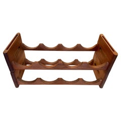 Retro Danish Modern Stackable Solid Teak Double Decker Wine Rack 8 Bottles