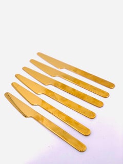 Danish Modern Stainless Steel Gold Flatware Set for Six