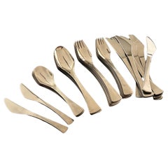 Danish Modern Stainless Steel "Largo" Flatware Set by Lundtofte - 42 Pieces