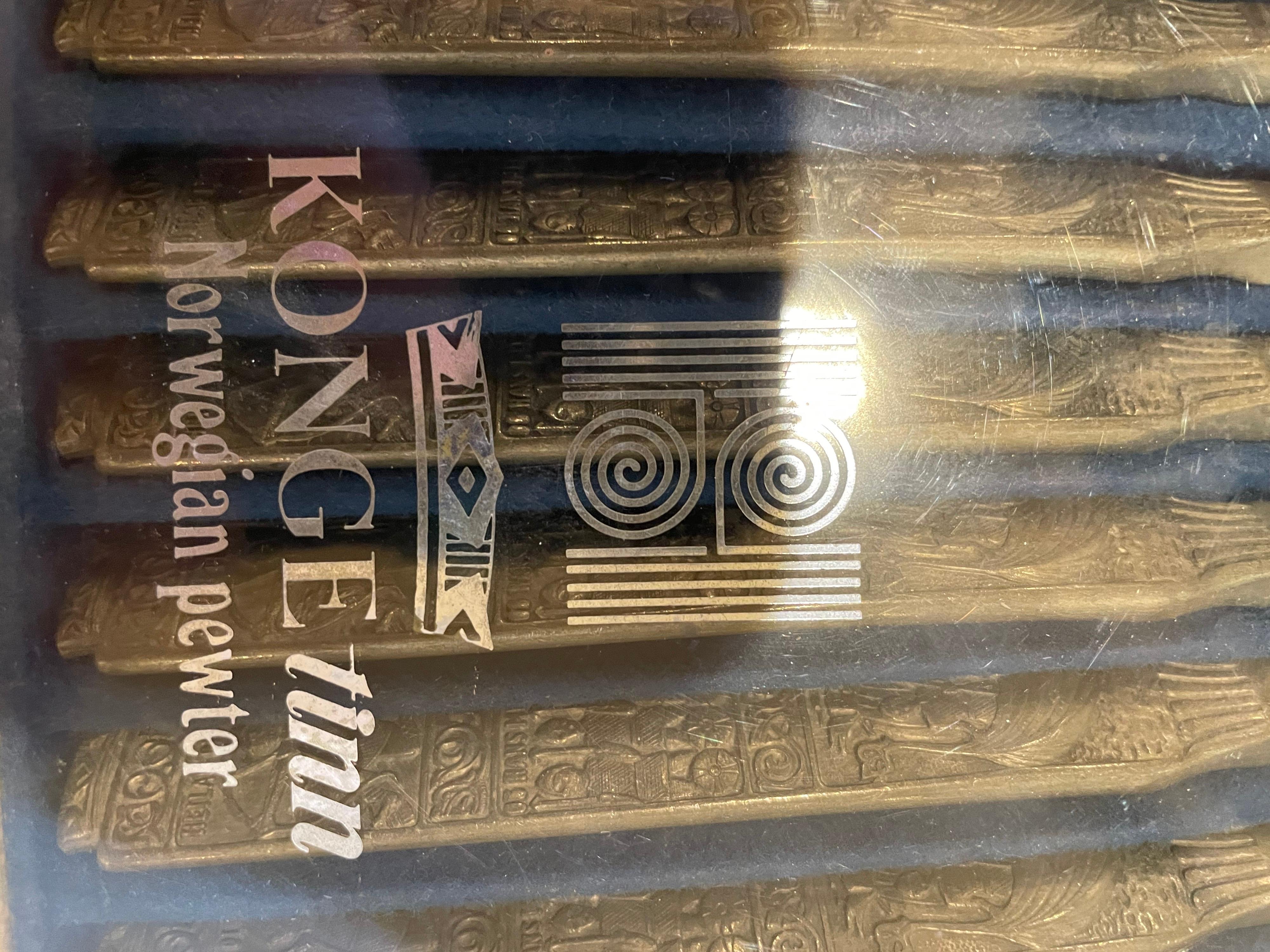 Danish Modern Stainless Steel & Norwegian Pewter Konge Tinn Flatware Set for Six 5
