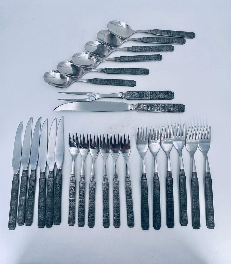 Danish Modern Stainless Steel and Norwegian Pewter Konge Tinn Flatware