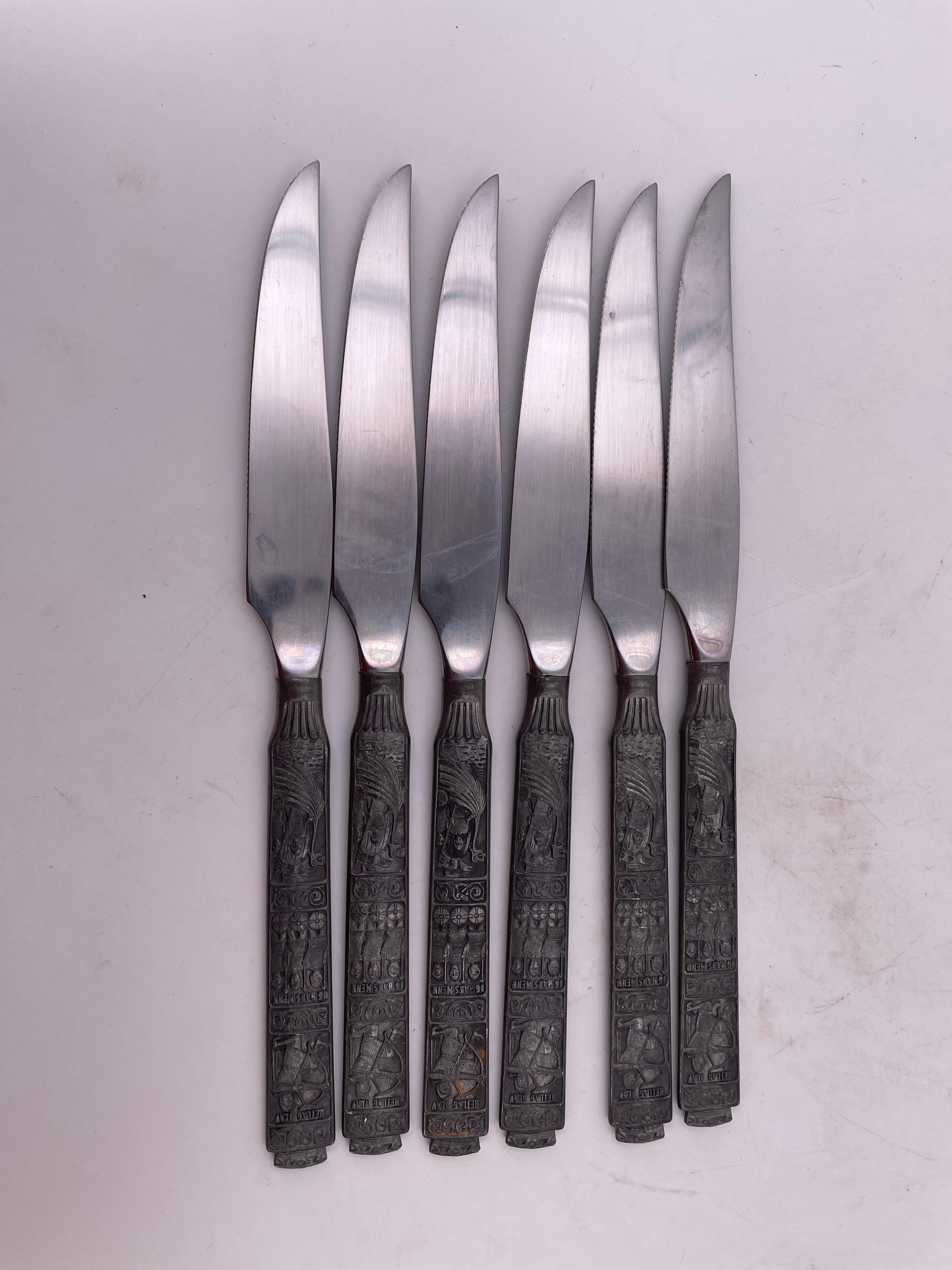 Danish Modern Stainless Steel & Norwegian Pewter Konge Tinn Flatware Set for Six 1