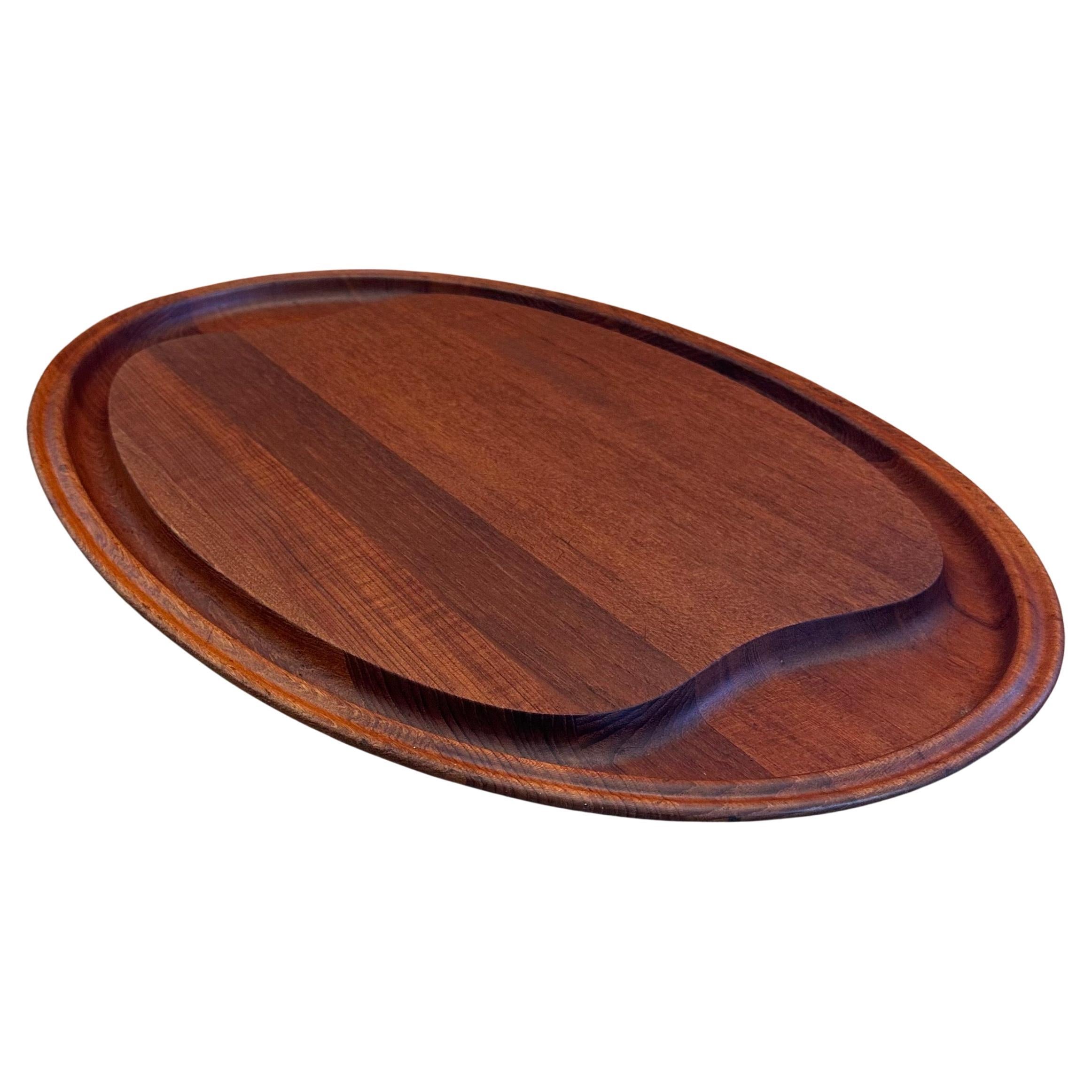 Danish Modern Staved Teak Carving Board by Henning Koppel for George Jensen In Excellent Condition For Sale In San Diego, CA