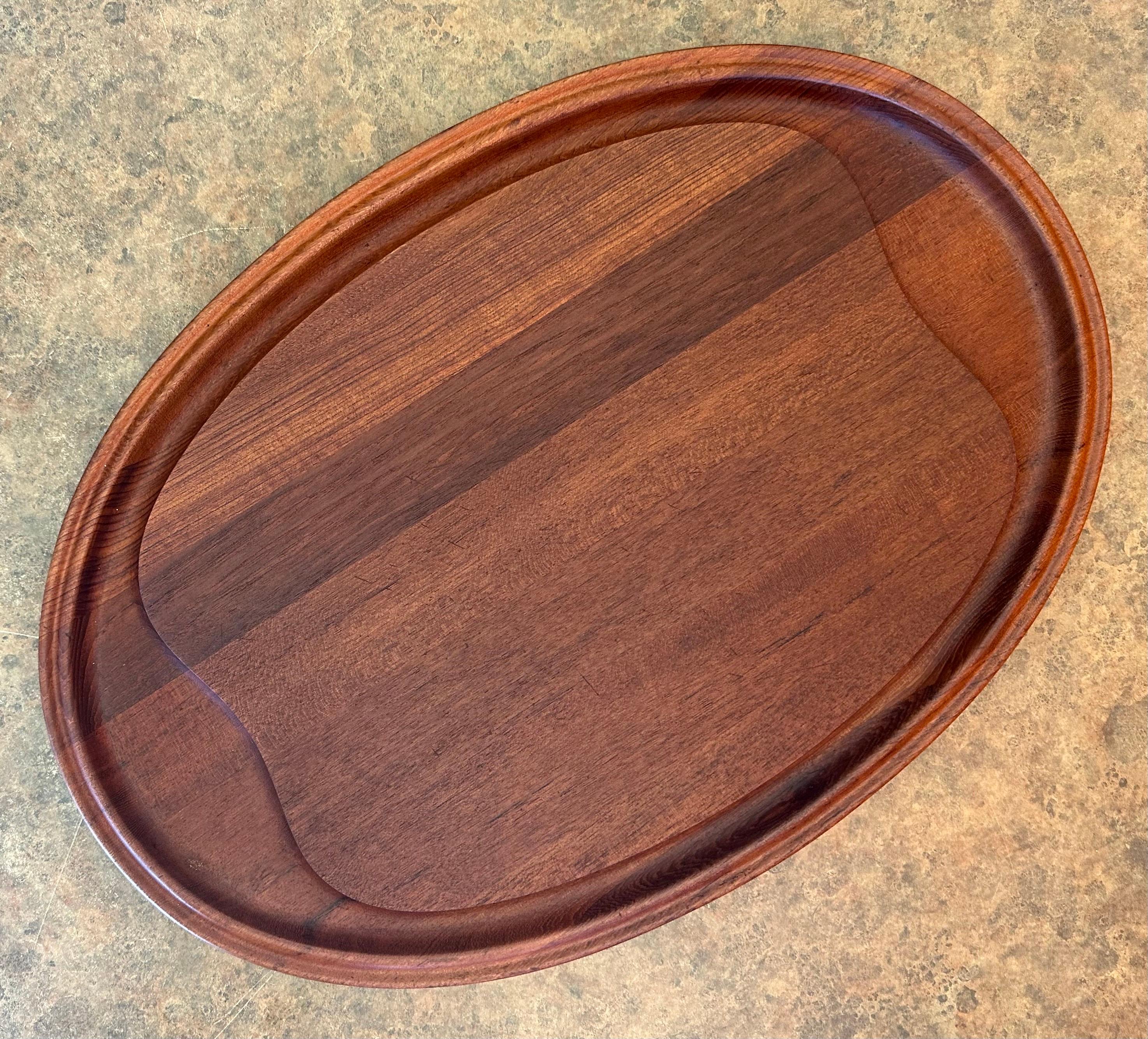 Danish Modern Staved Teak Carving Board by Henning Koppel for George Jensen For Sale 3