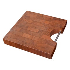 Vintage Danish Modern Staved Teak Cheese Cutting Board Nissen Attributed Denmark, 1960s