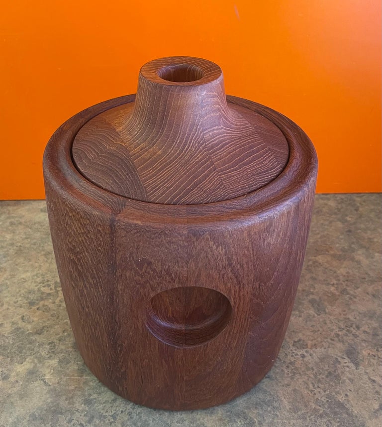 Danish Modern Staved Teak Ice Bucket by Henning Koppel for Jensen For Sale at 1stDibs