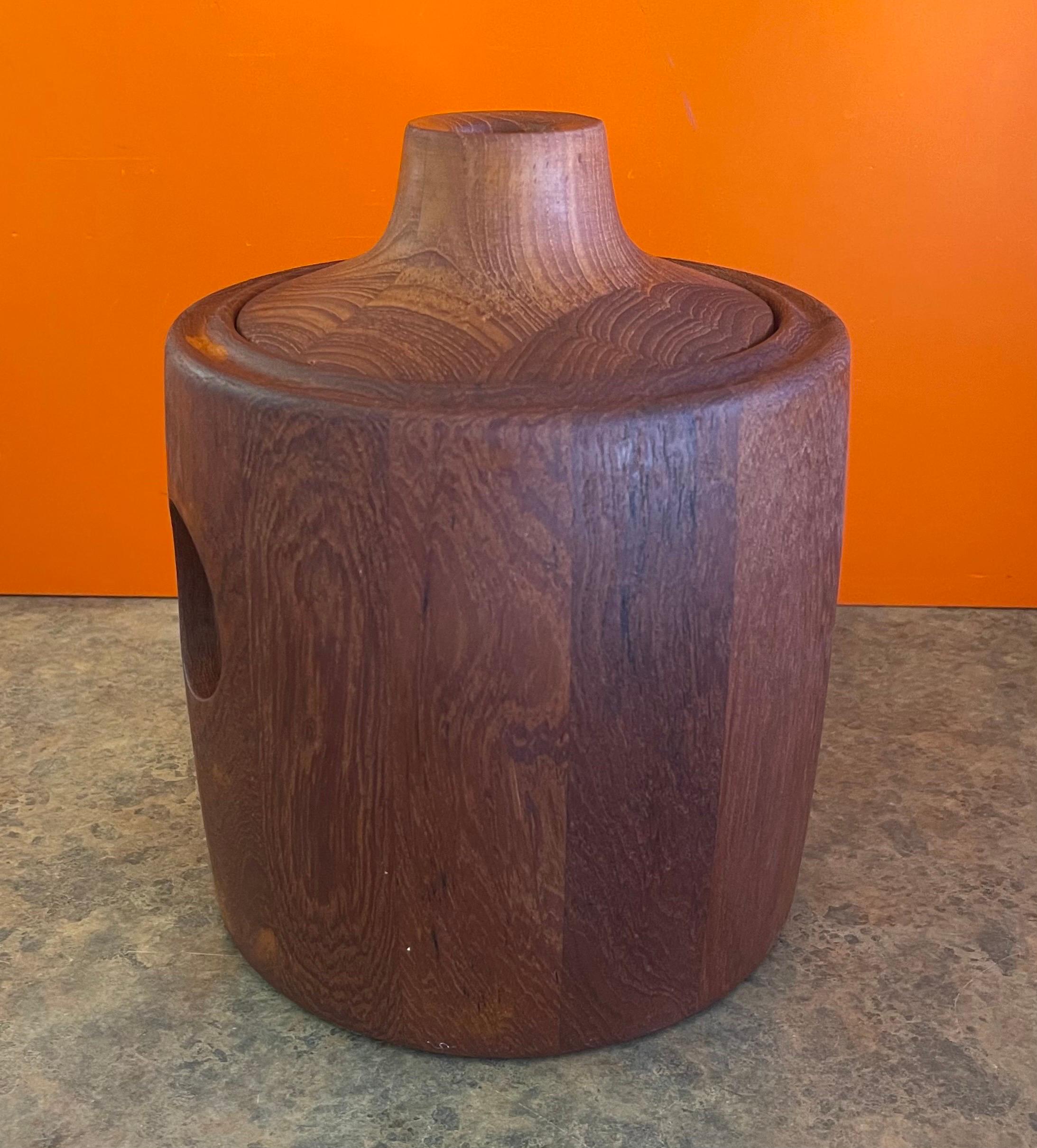 Danish Modern Staved Teak Ice Bucket by Henning Koppel for George Jensen 2