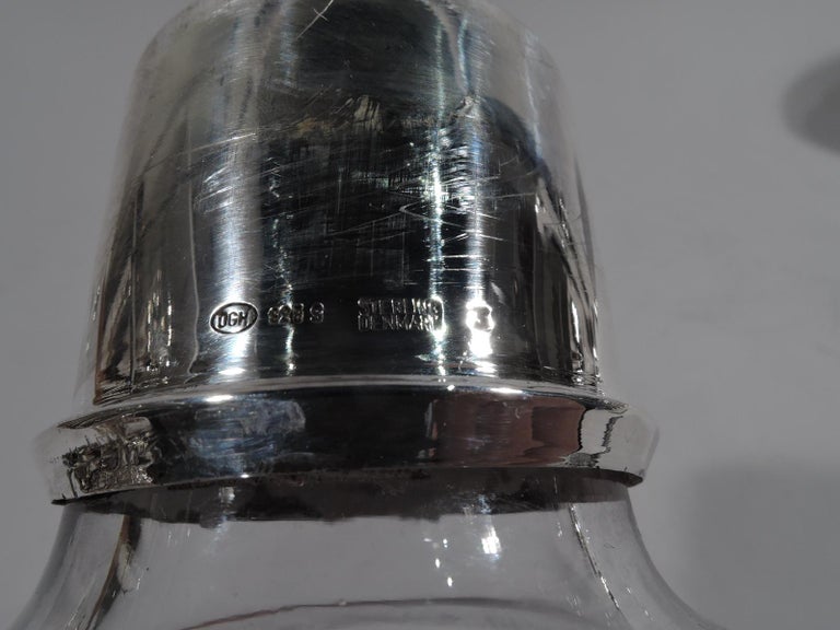 20th Century Danish Modern Sterling Silver and Glass Cocktail Shaker
