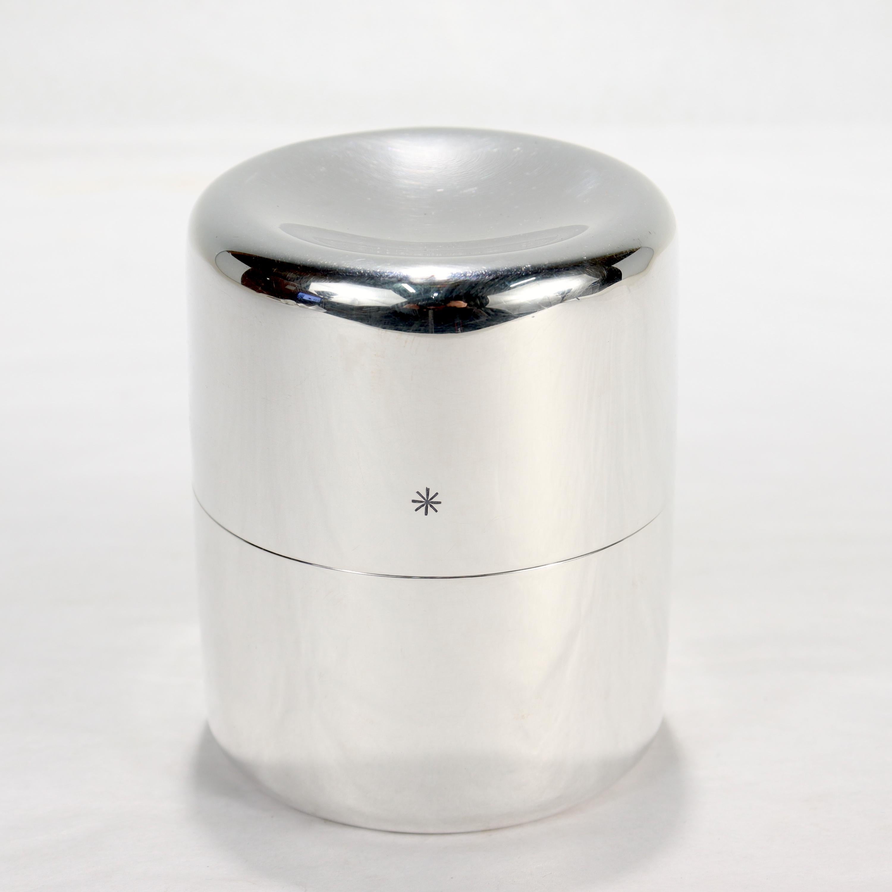 Danish Modern Sterling Silver Tea Caddy or Covered Box by Anton Michelsen In Good Condition In Philadelphia, PA