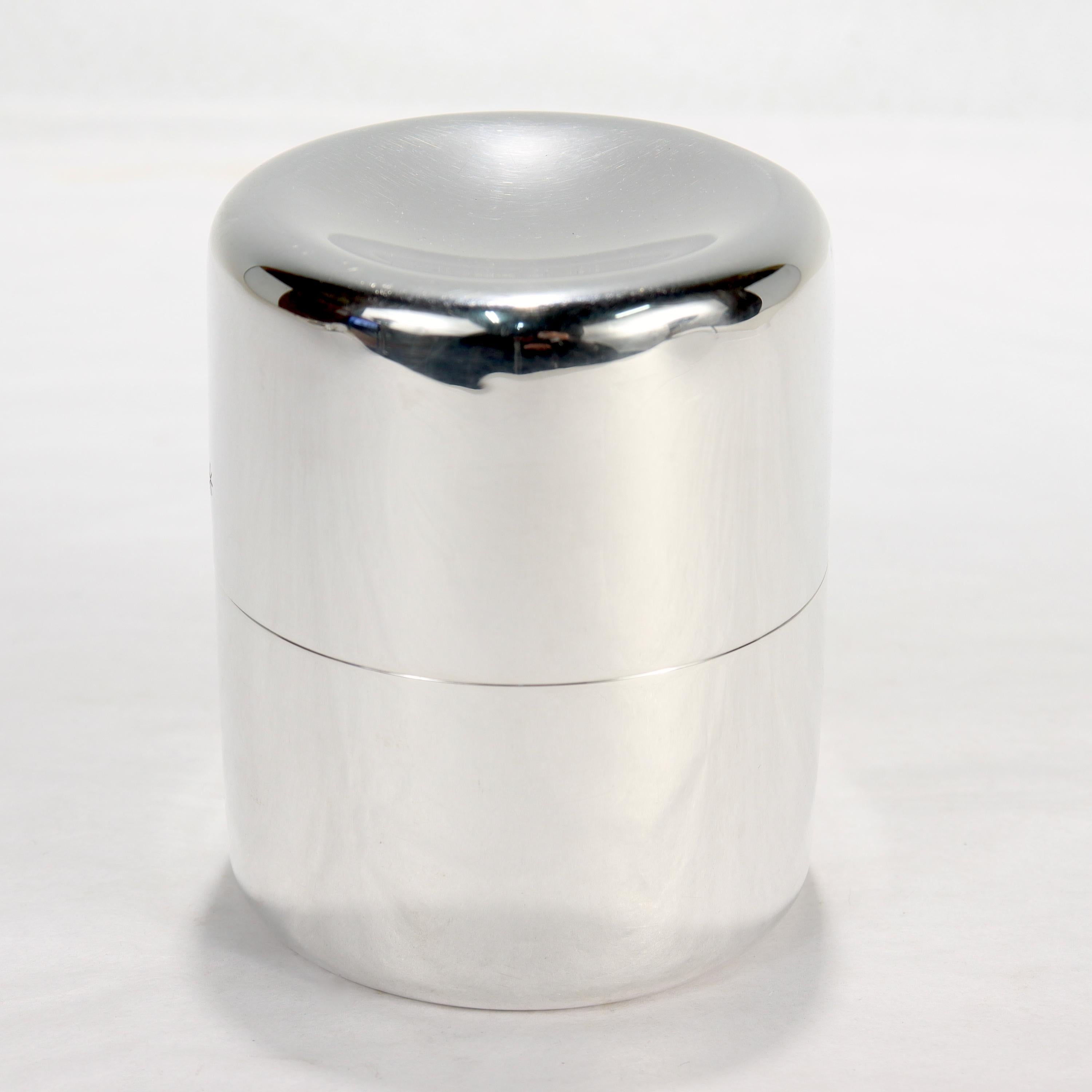 Women's or Men's Danish Modern Sterling Silver Tea Caddy or Covered Box by Anton Michelsen