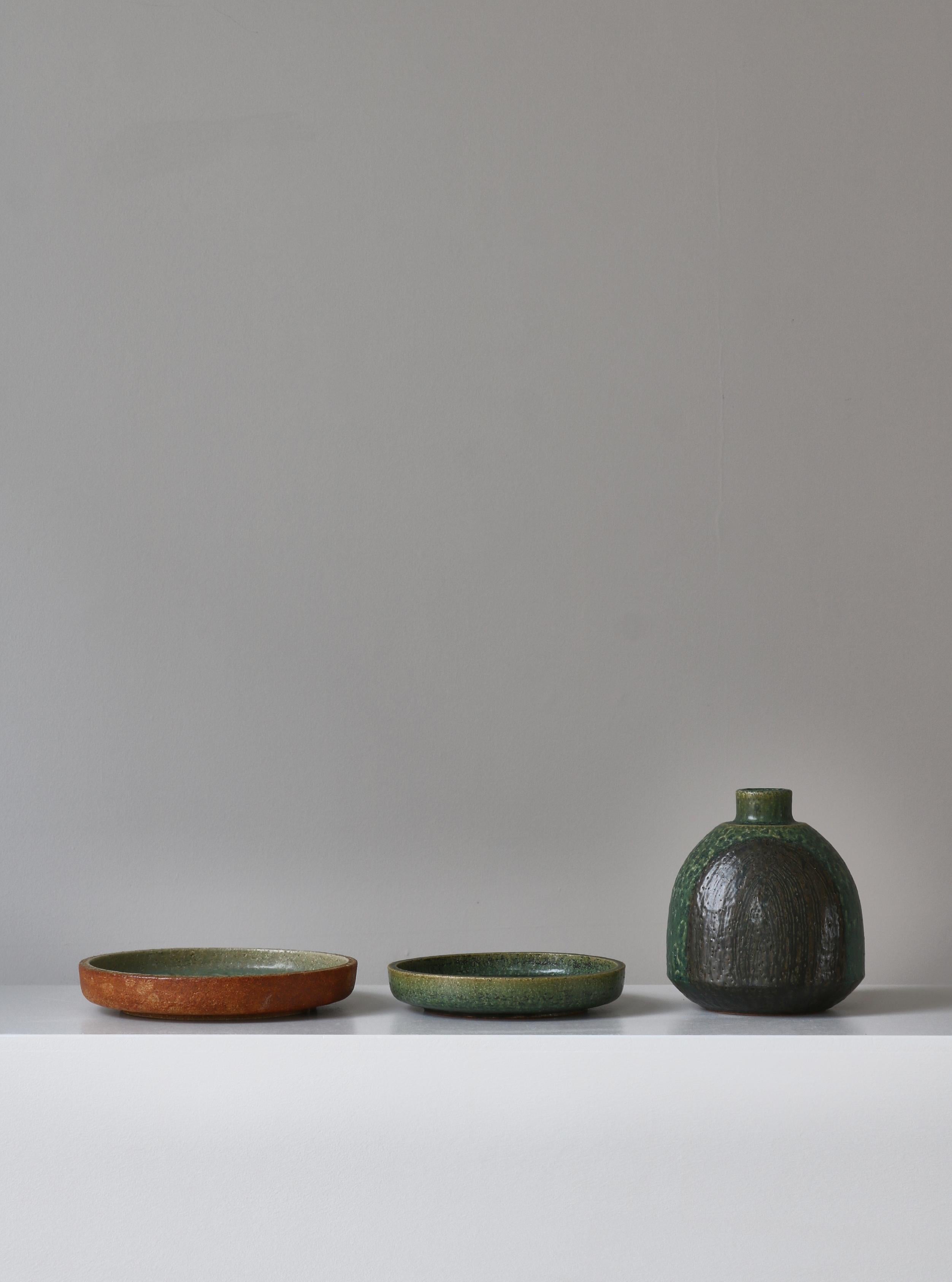 Large green Danish Stoneware Bowl, Saxbo,  Eva Staehr-Nielsen, Denmark, 1960s For Sale 7