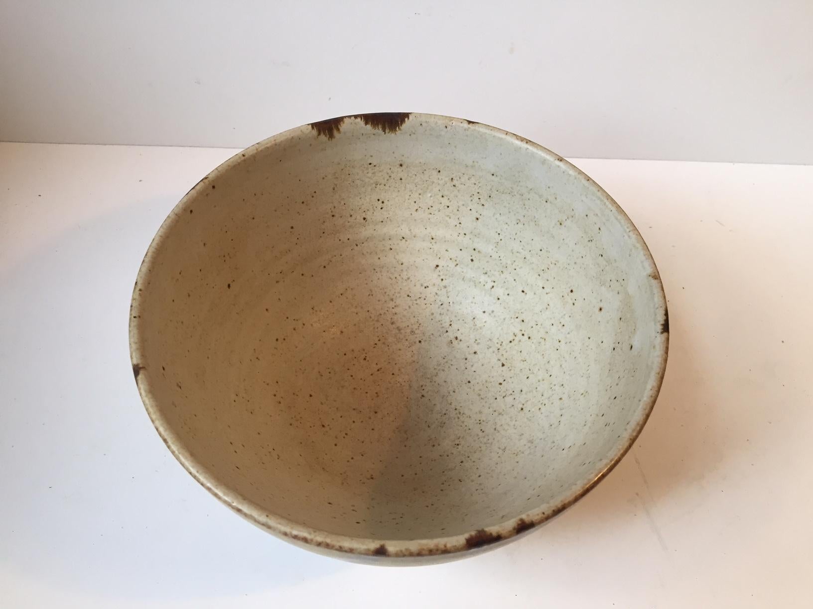 Mid-Century Modern Danish Modern Stoneware Bowl with Abstract Decor by Aage Würtz, 1970s