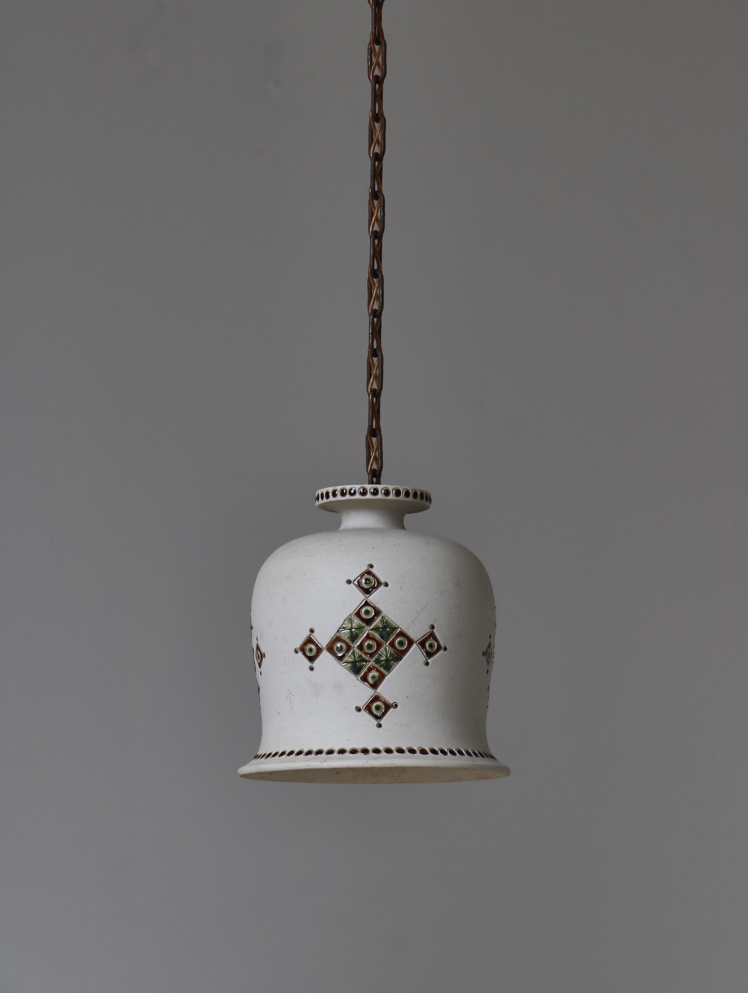 Danish Modern Stoneware Pendant Lamp by Still Keramik, 1960s In Good Condition For Sale In Odense, DK