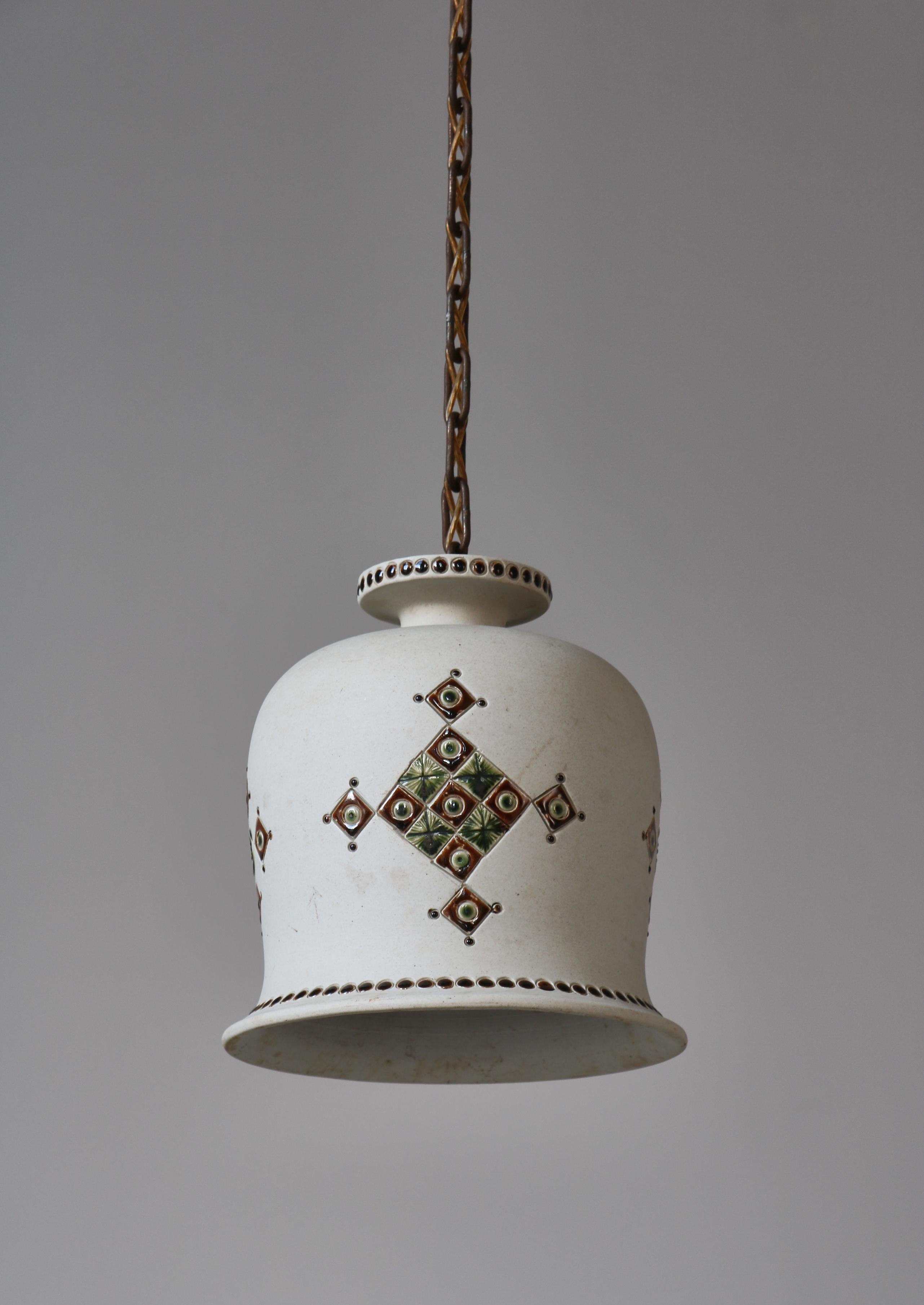 Dänische moderne Steingut-Pendelleuchte von Still Keramik, 1960er Jahre (Mitte des 20. Jahrhunderts) im Angebot