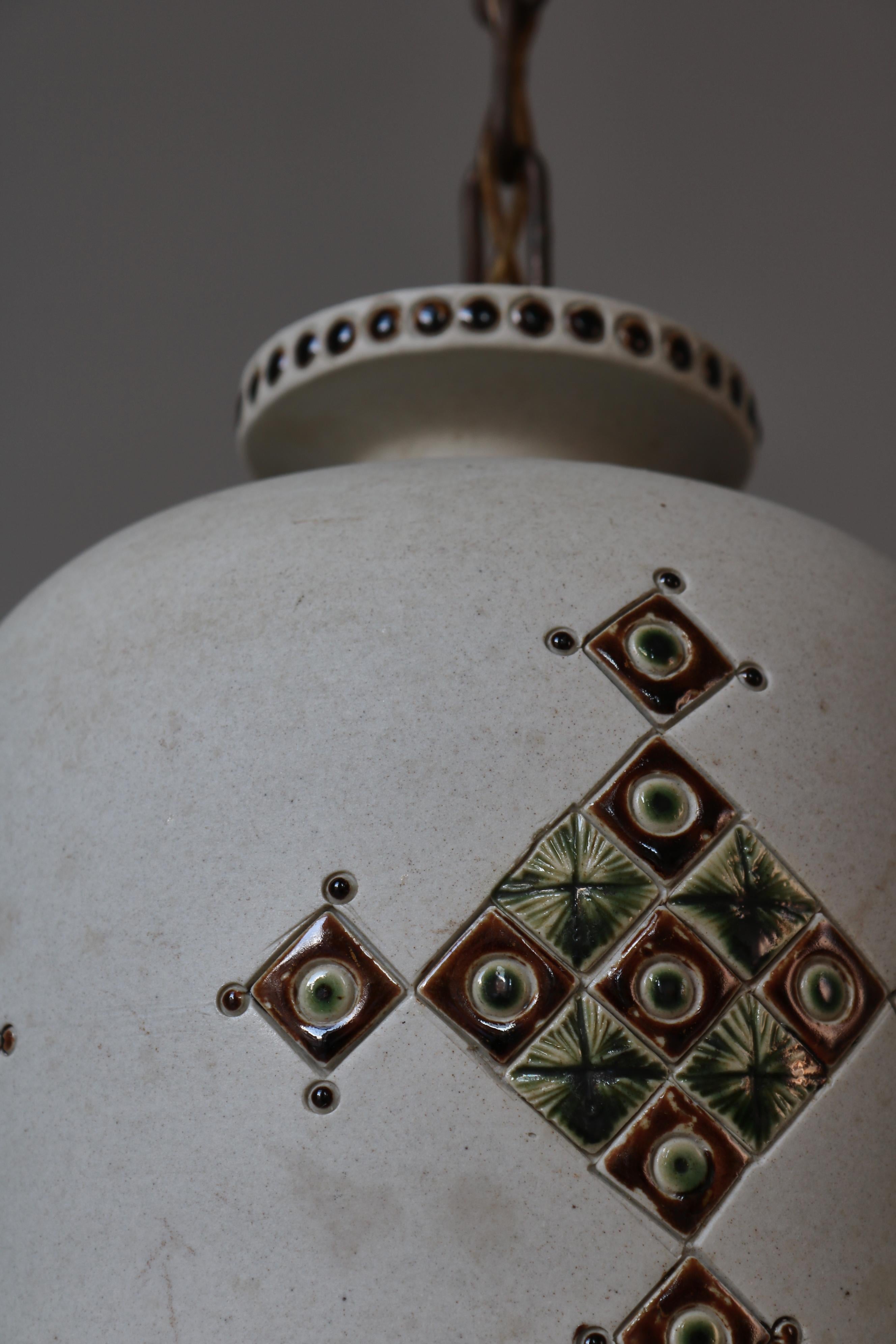 Danish Modern Stoneware Pendant Lamp by Still Keramik, 1960s For Sale 2