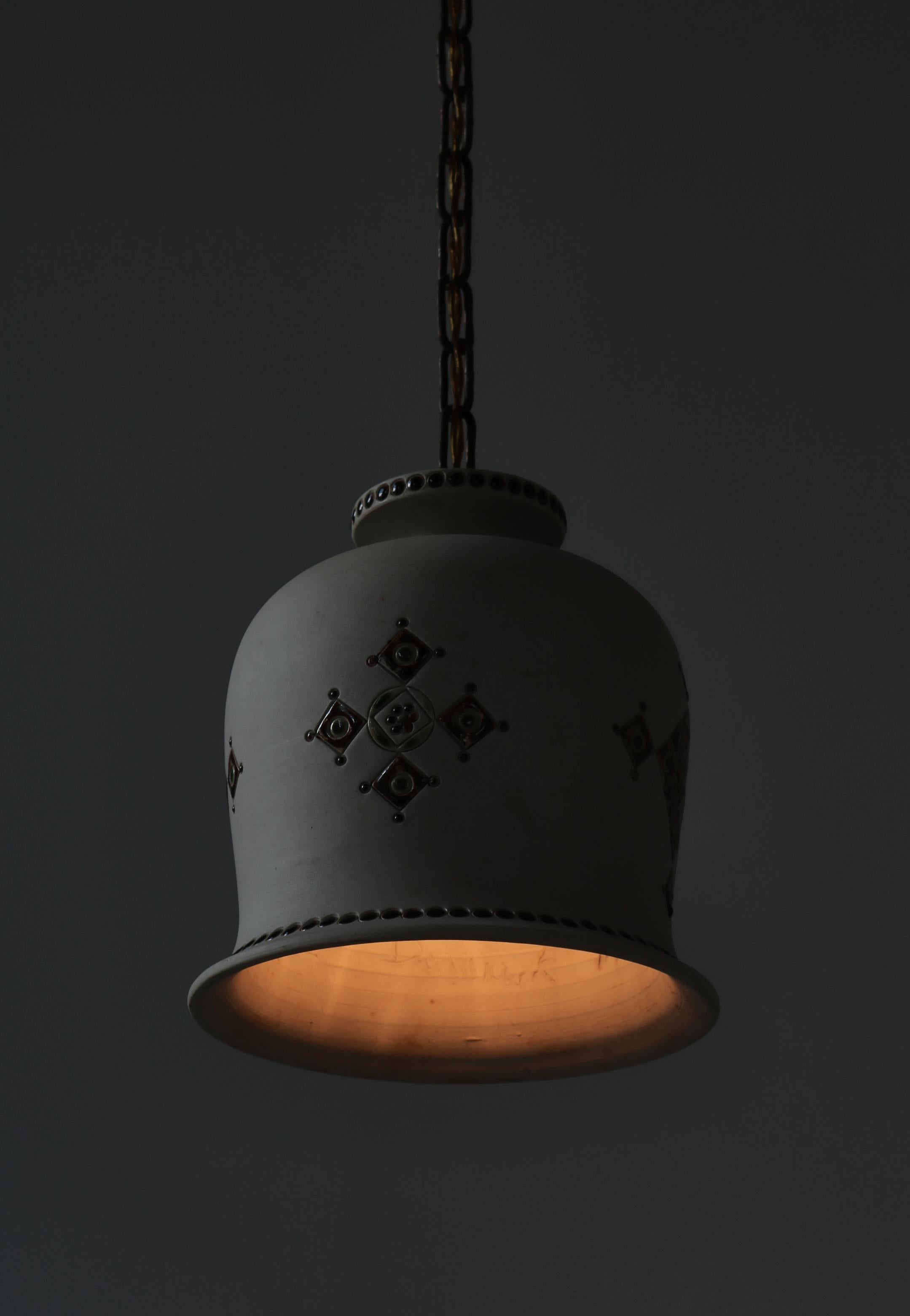 Danish Modern Stoneware Pendant Lamp by Still Keramik, 1960s For Sale 3