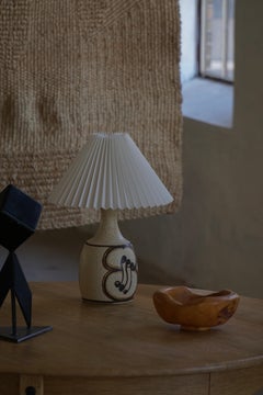 Danish Modern, Stoneware Table Lamp with Hand-Painted Decoration, Denmark, 1960s