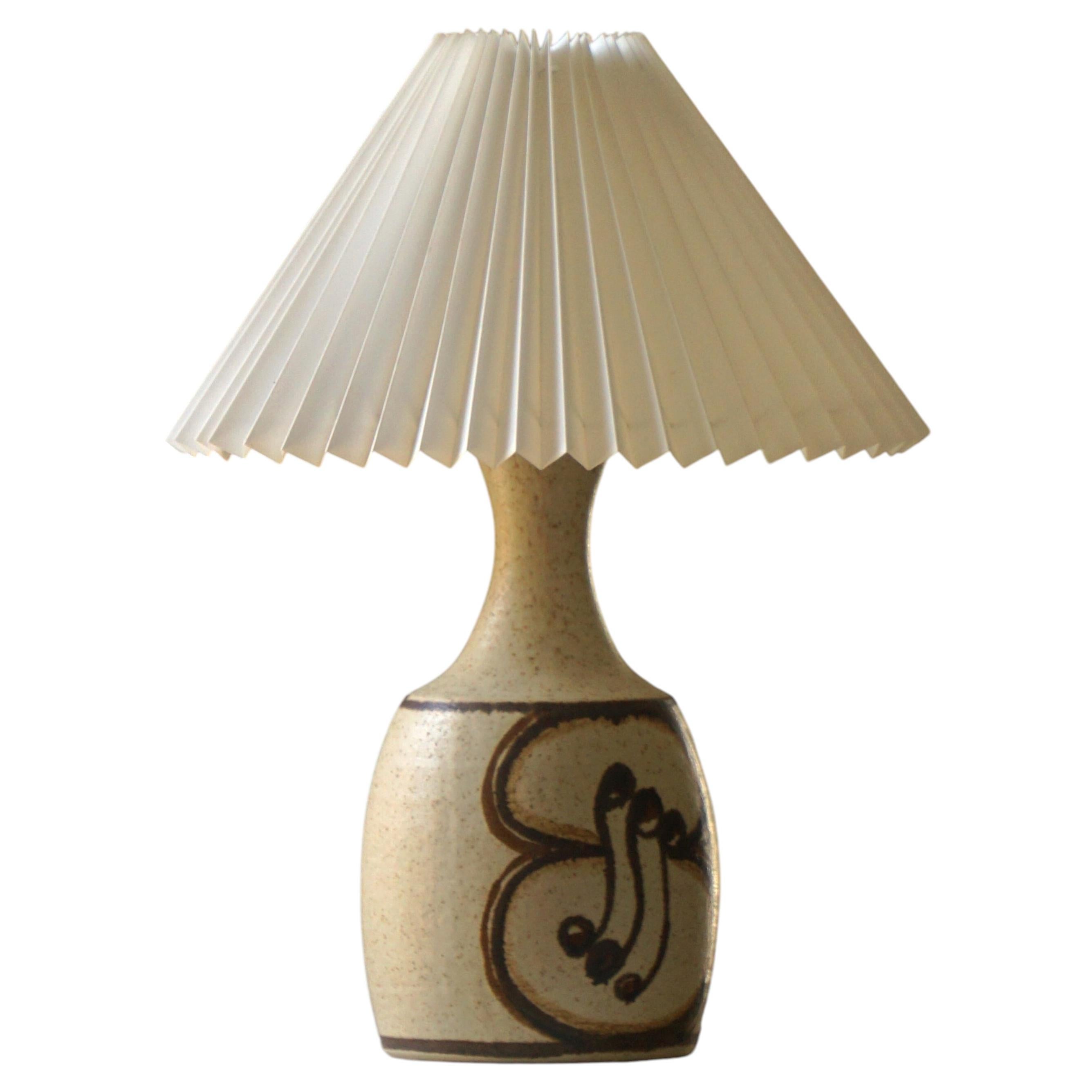Danish Modern, Stoneware Table Lamp with Hand-Painted Decoration, Denmark, 1960s