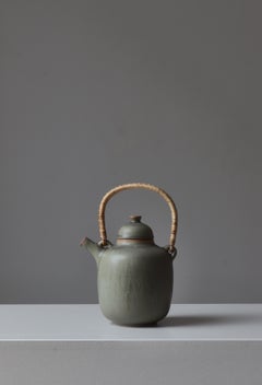 Danish Modern Stoneware Tea Pot Haresfur Glaze by Frode Bahnsen at Palshus 1950s