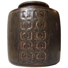 Danish Modern Stoneware Vase by Valdemar Petersen for Bing & Grondahl, 1960s