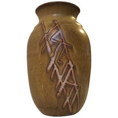 Vintage Danish Modern Stoneware Vase in Haresfur Glaze by Aino Grib, 1970s