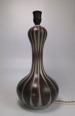 Danish Modern Striped Hourglass Table Lamp, E & J Andersen, 1960s