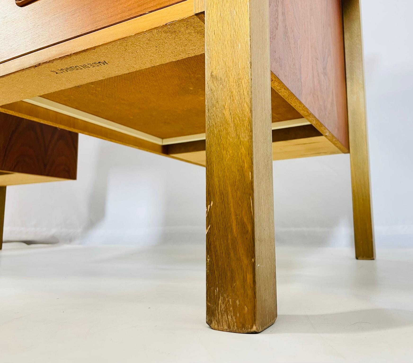 Danish Modern Style Five-Drawer Teak Partners Desk With Built-In Bookshelf For Sale 6