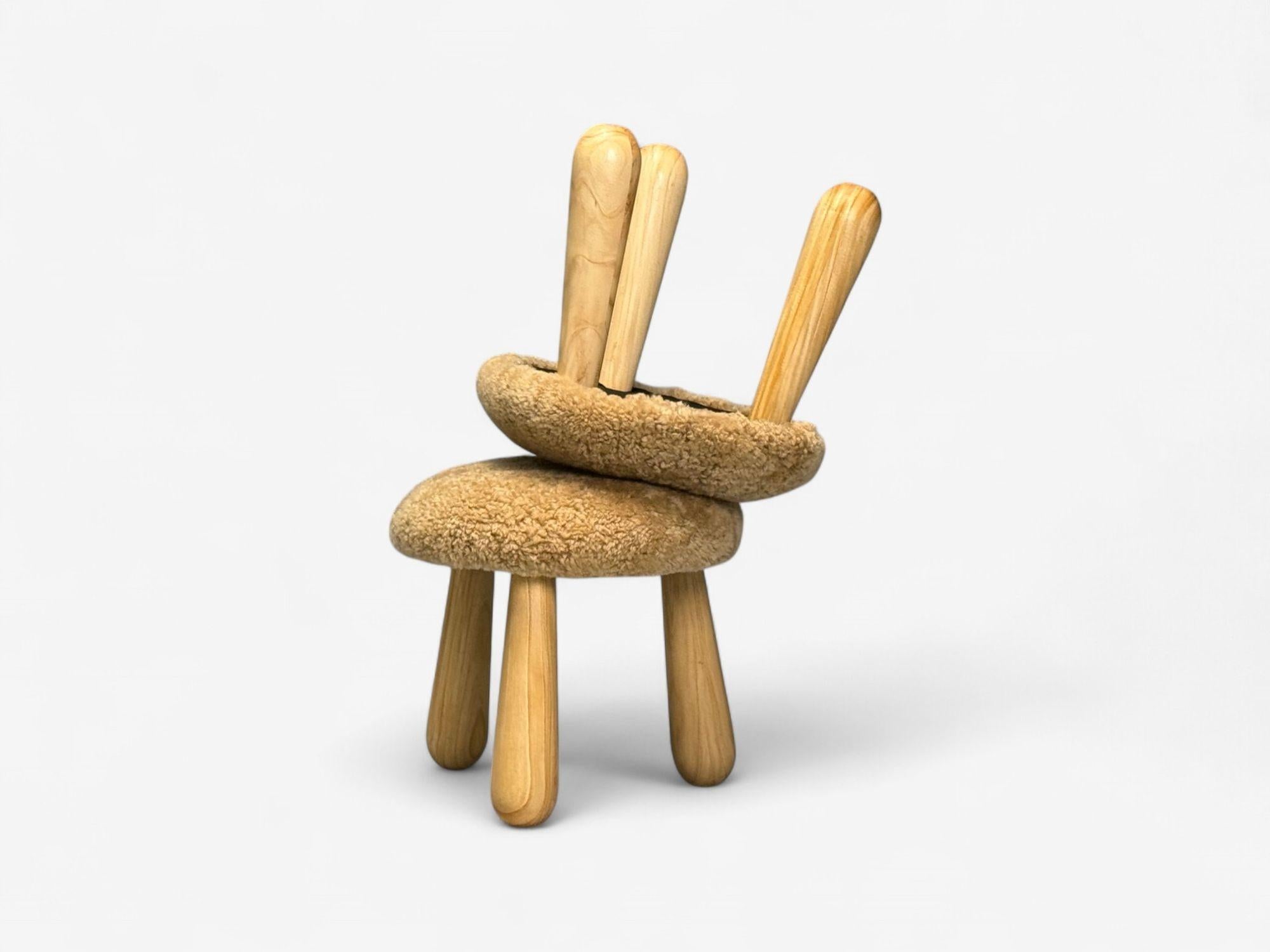 Tabourets de style moderne danois, en peau de mouton miel, érable et peau de mouton, C.C. en vente 2