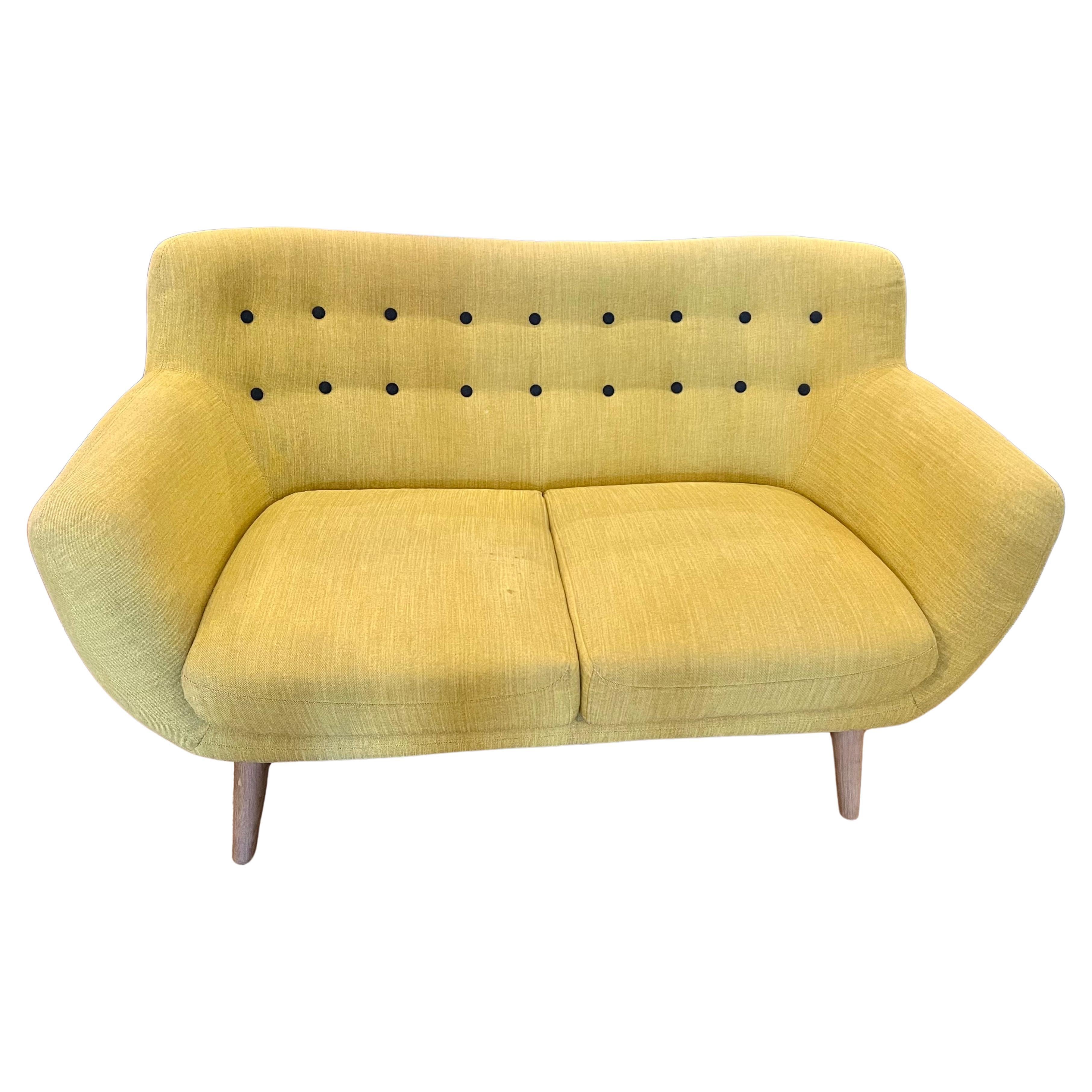 Danish Modern Style Petite French Loveseat Custom Made by Sentou In Good Condition In San Diego, CA