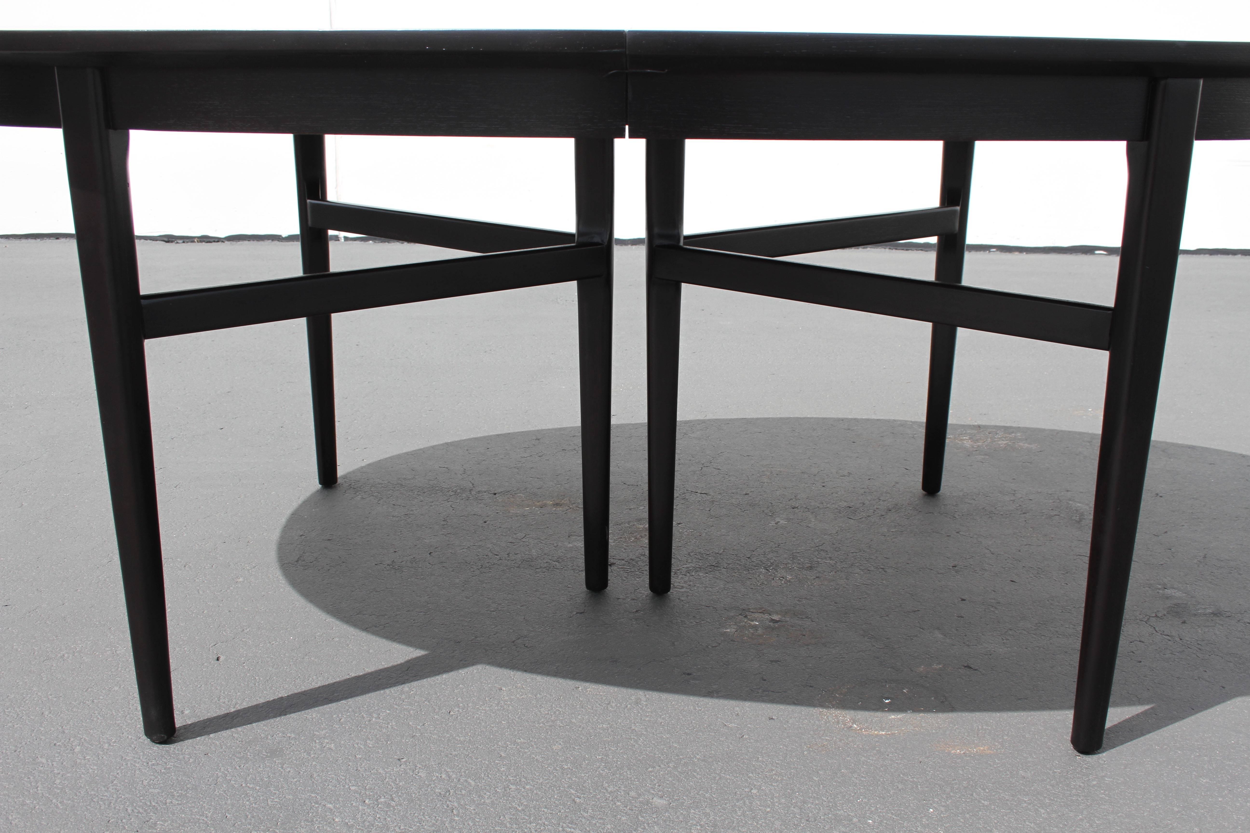 Wood Danish Modern Style Rom Weber Oval Mid-Century Dining Table in Dark Espresso 