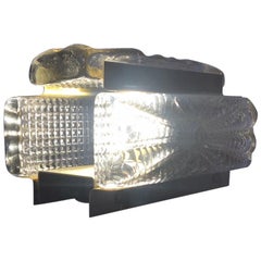 Danish Modern Sunburst Sconce in Thick Glass and Brass from Vitrika, 1960s