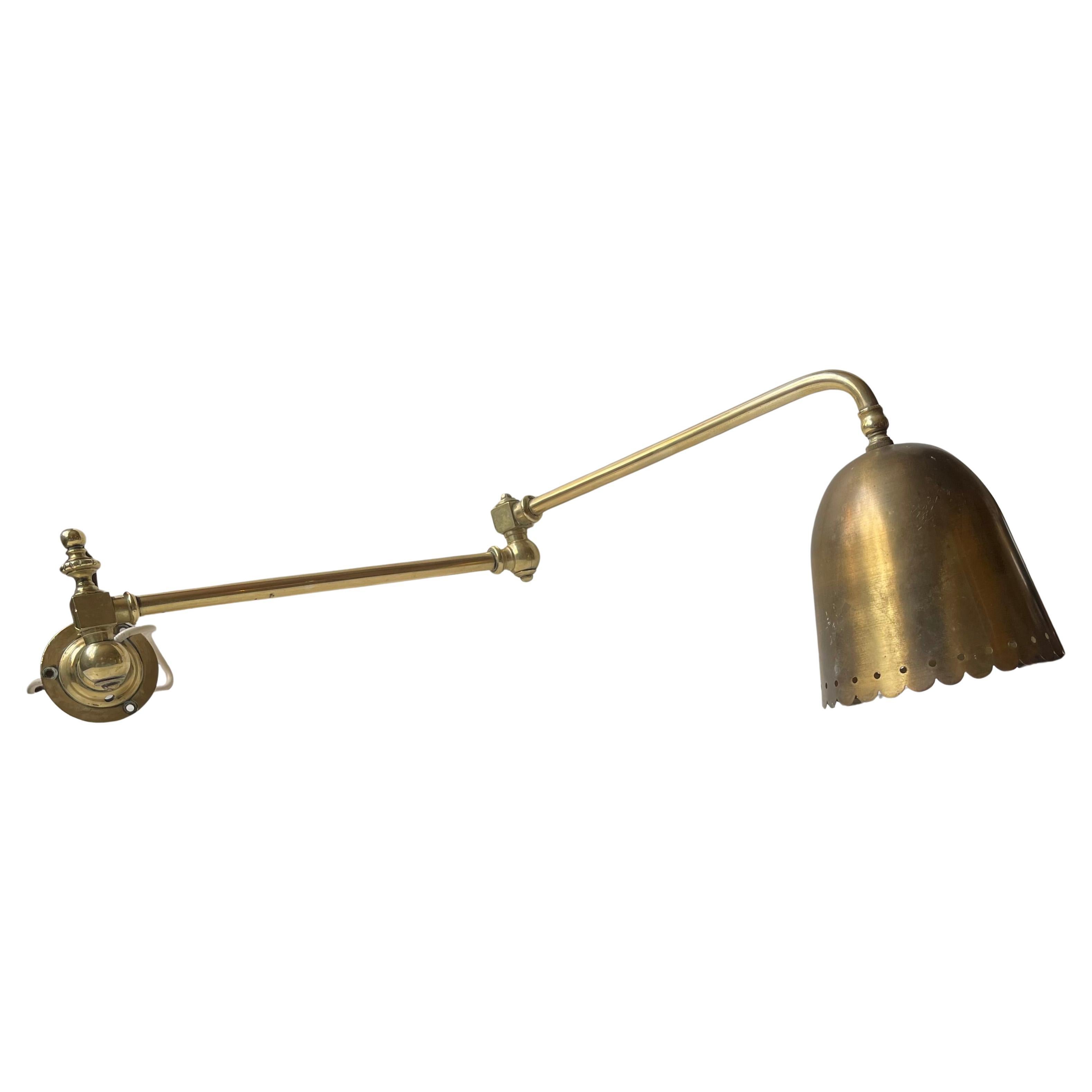 Danish Modern Svend Aage Holm-Sørensen Adjustable Swing Arm Wall Lamp in Brass For Sale 4