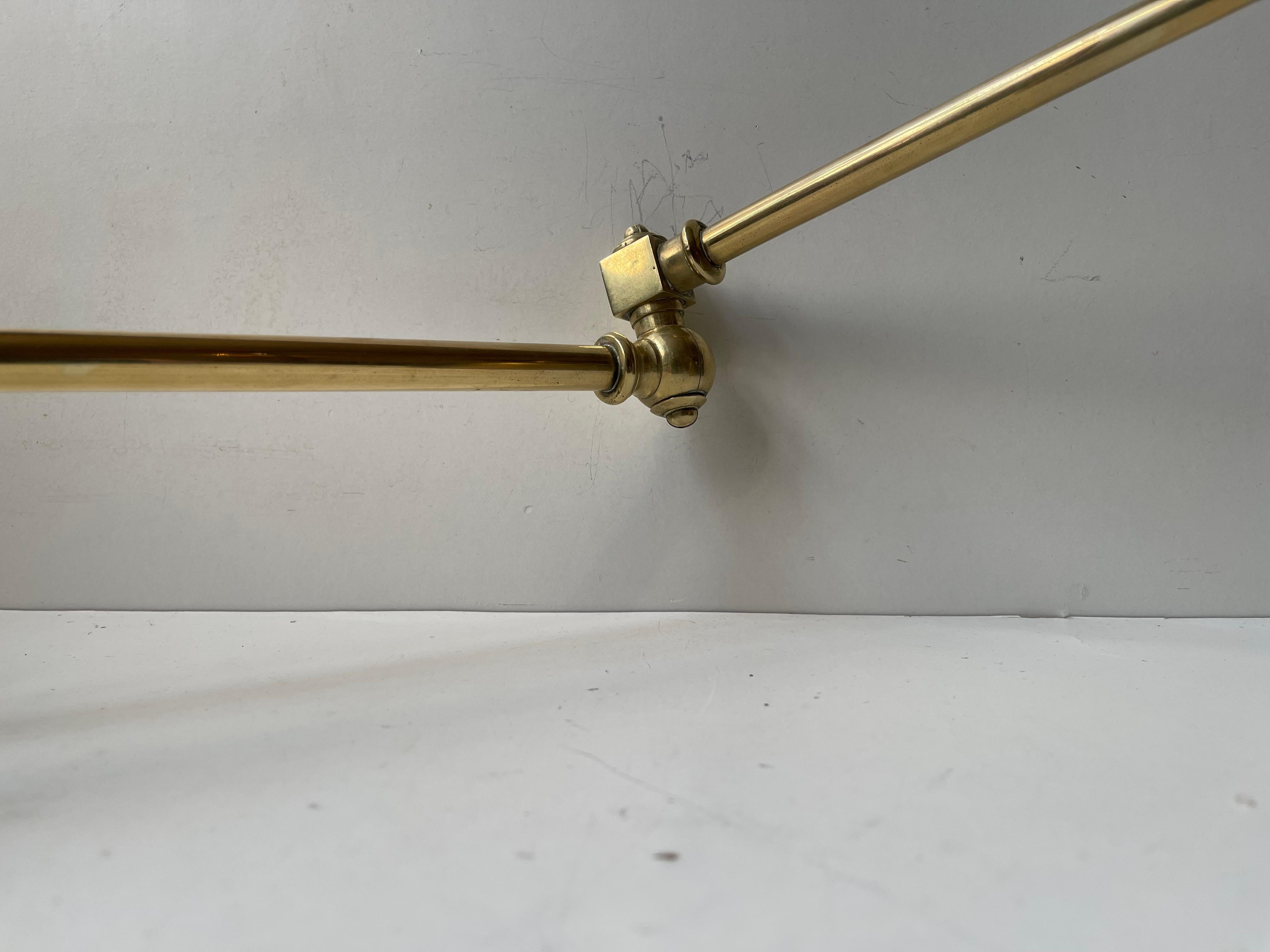 Swedish Danish Modern Svend Aage Holm-Sørensen Adjustable Swing Arm Wall Lamp in Brass For Sale