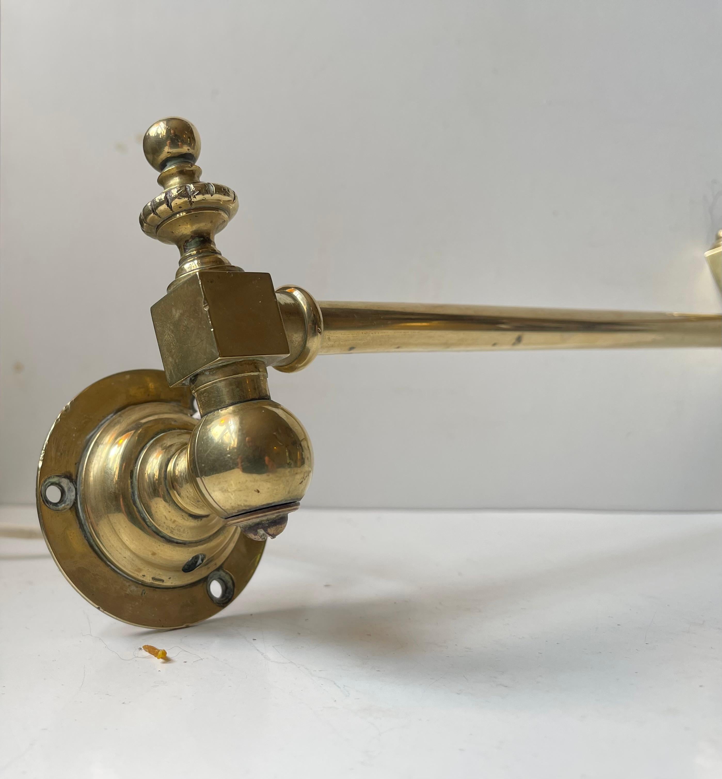 Danish Modern Svend Aage Holm-Sørensen Adjustable Swing Arm Wall Lamp in Brass For Sale 1