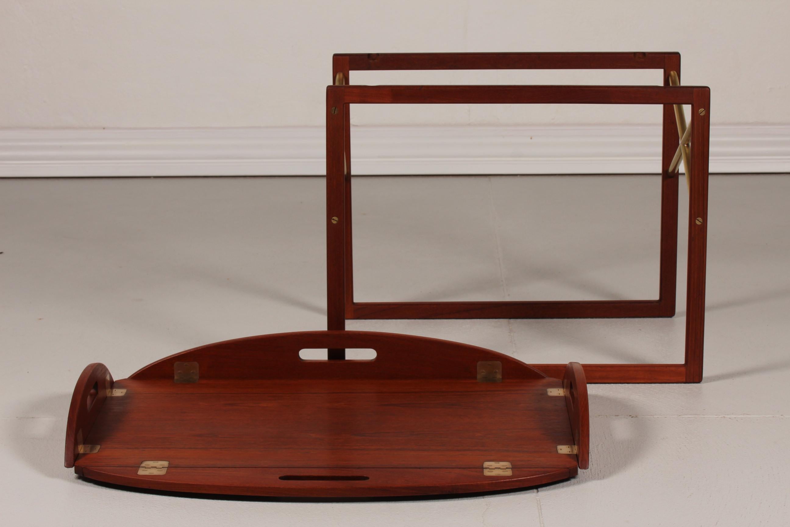 Danish Modern Svend Langkilde Butlers Tray of Teak with Brass Fittings, 1960s In Good Condition For Sale In Aarhus C, DK