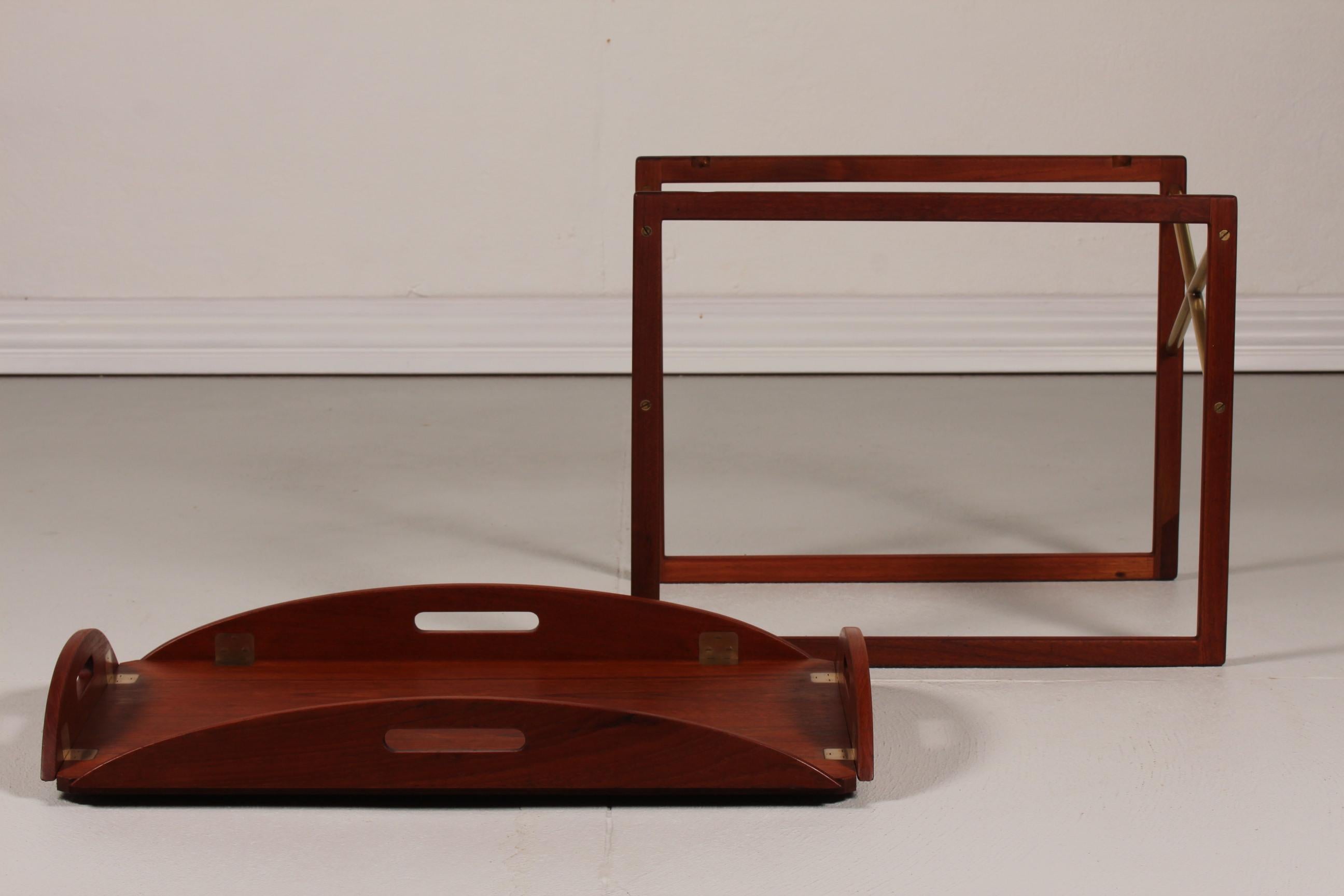 Mid-20th Century Danish Modern Svend Langkilde Butlers Tray of Teak with Brass Fittings, 1960s For Sale