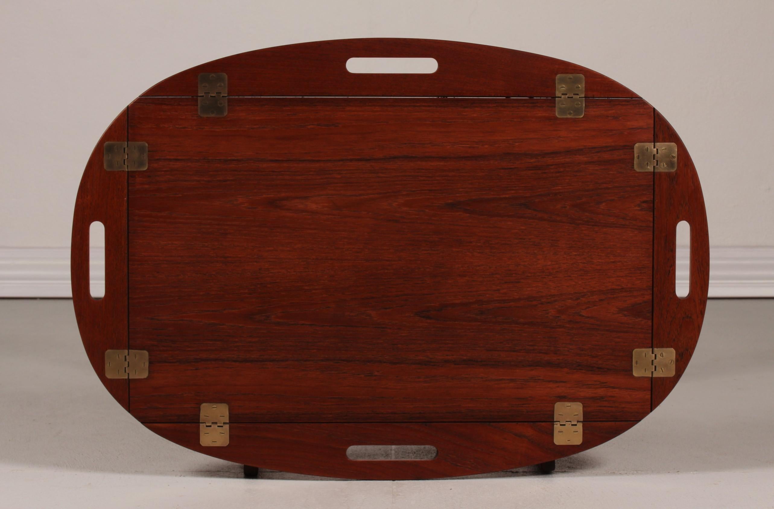 Danish Modern Svend Langkilde Butlers Tray of Teak with Brass Fittings, 1960s For Sale 3